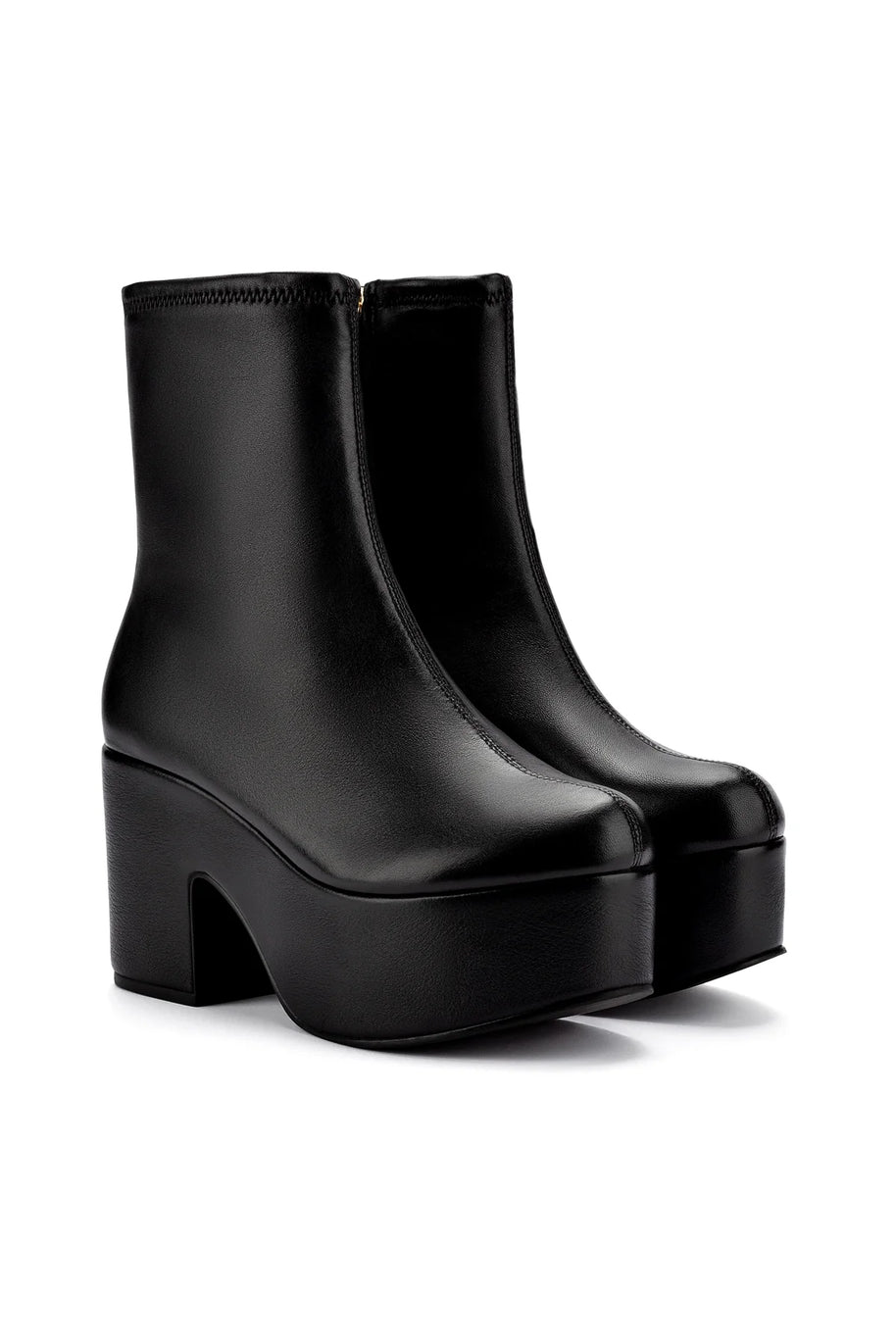 Larroude Miso Platform Boot In Black Stretch Leather