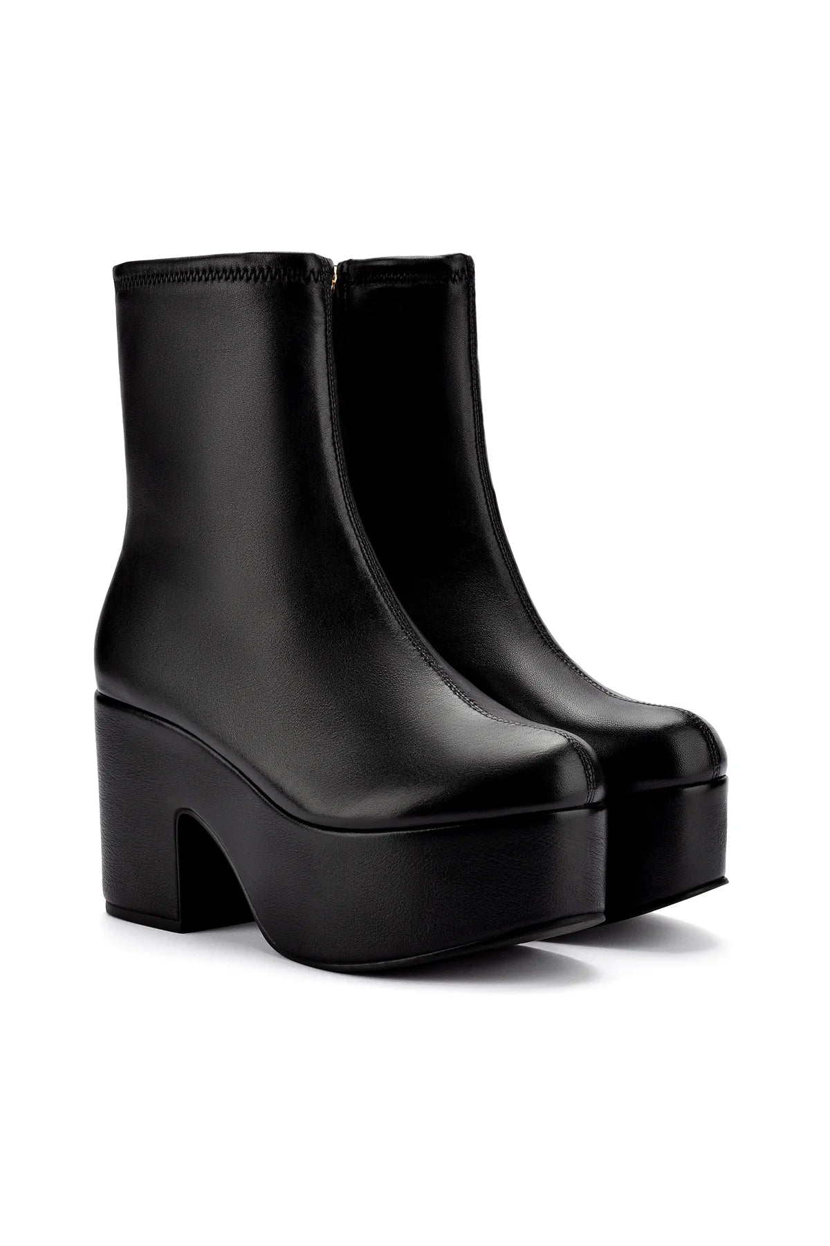 Larroude Miso Platform Boot In Black Stretch Leather