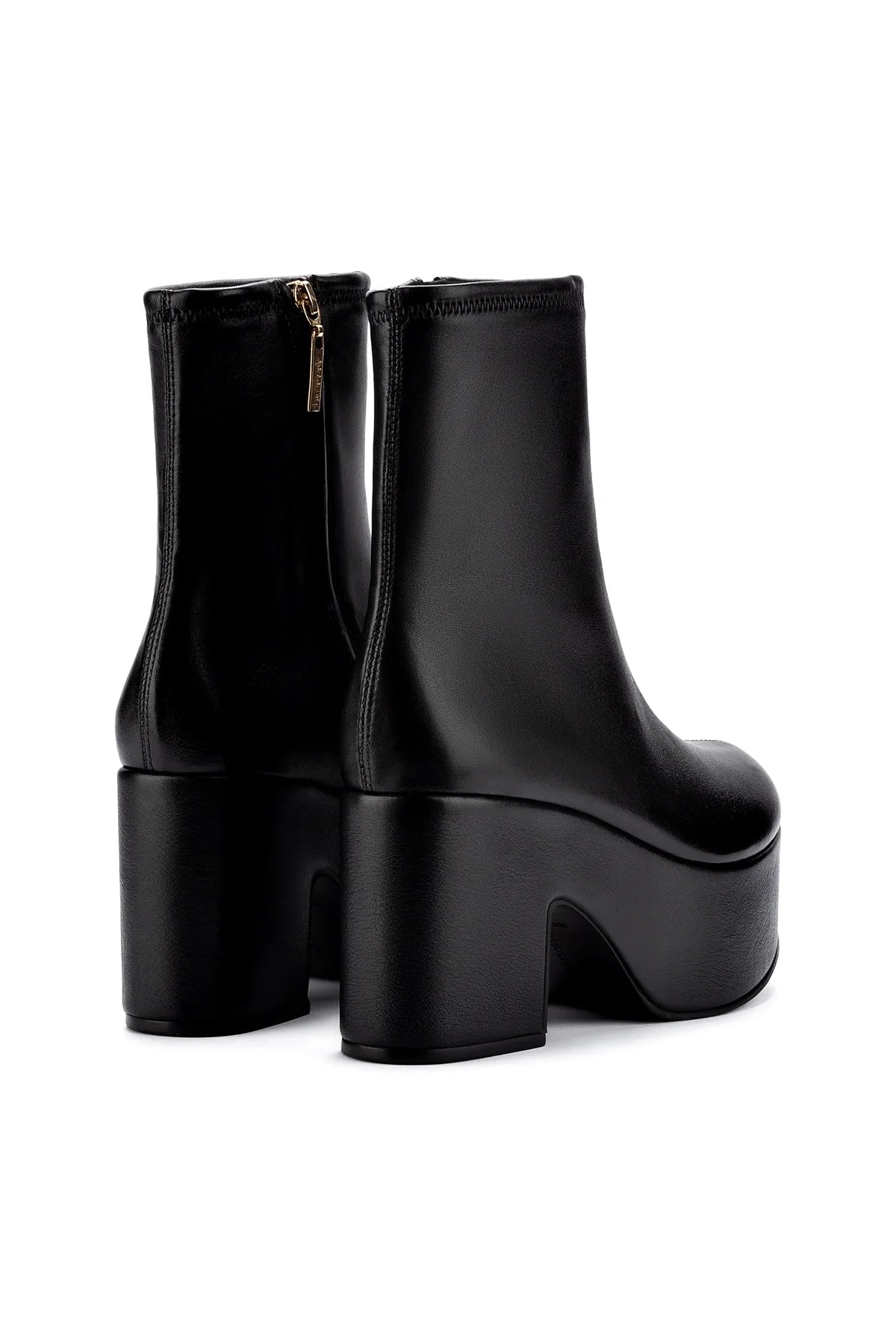 Larroude Miso Platform Boot In Black Stretch Leather