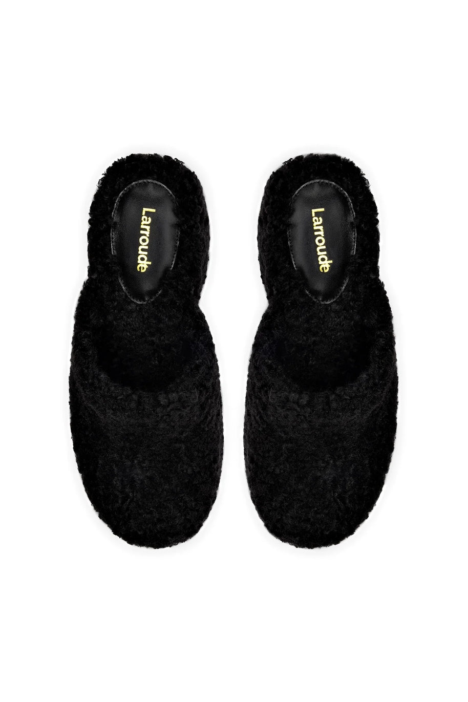 Larroude Miso Clog In Black Shearling
