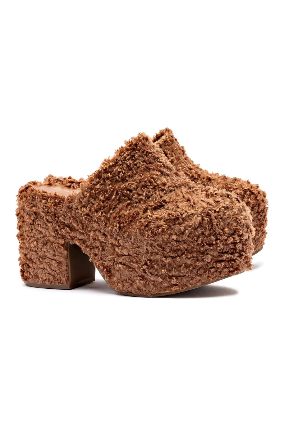 Larroude Miso Clog In Brown Shearling