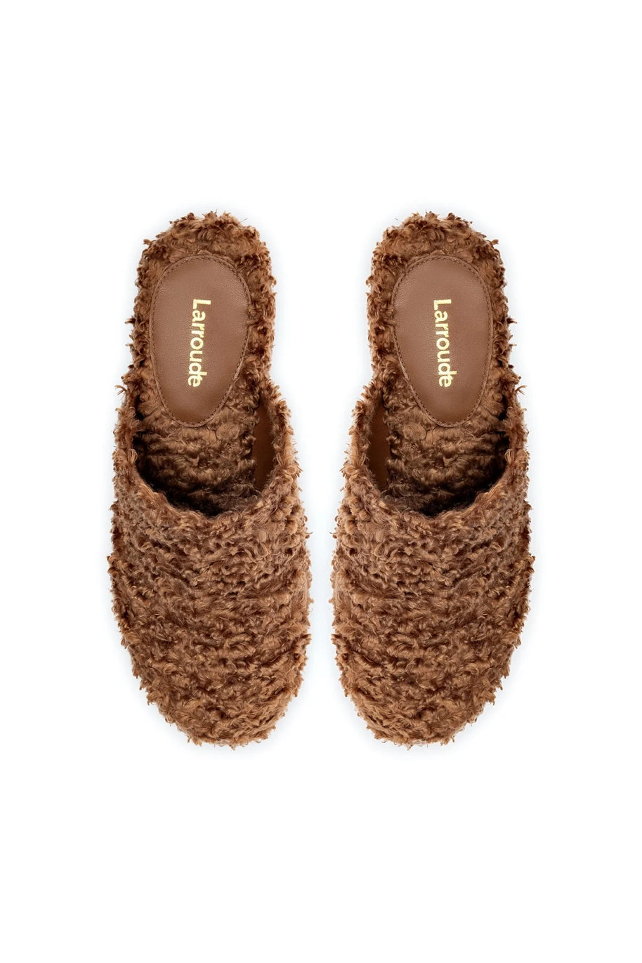 Larroude Miso Clog In Brown Shearling