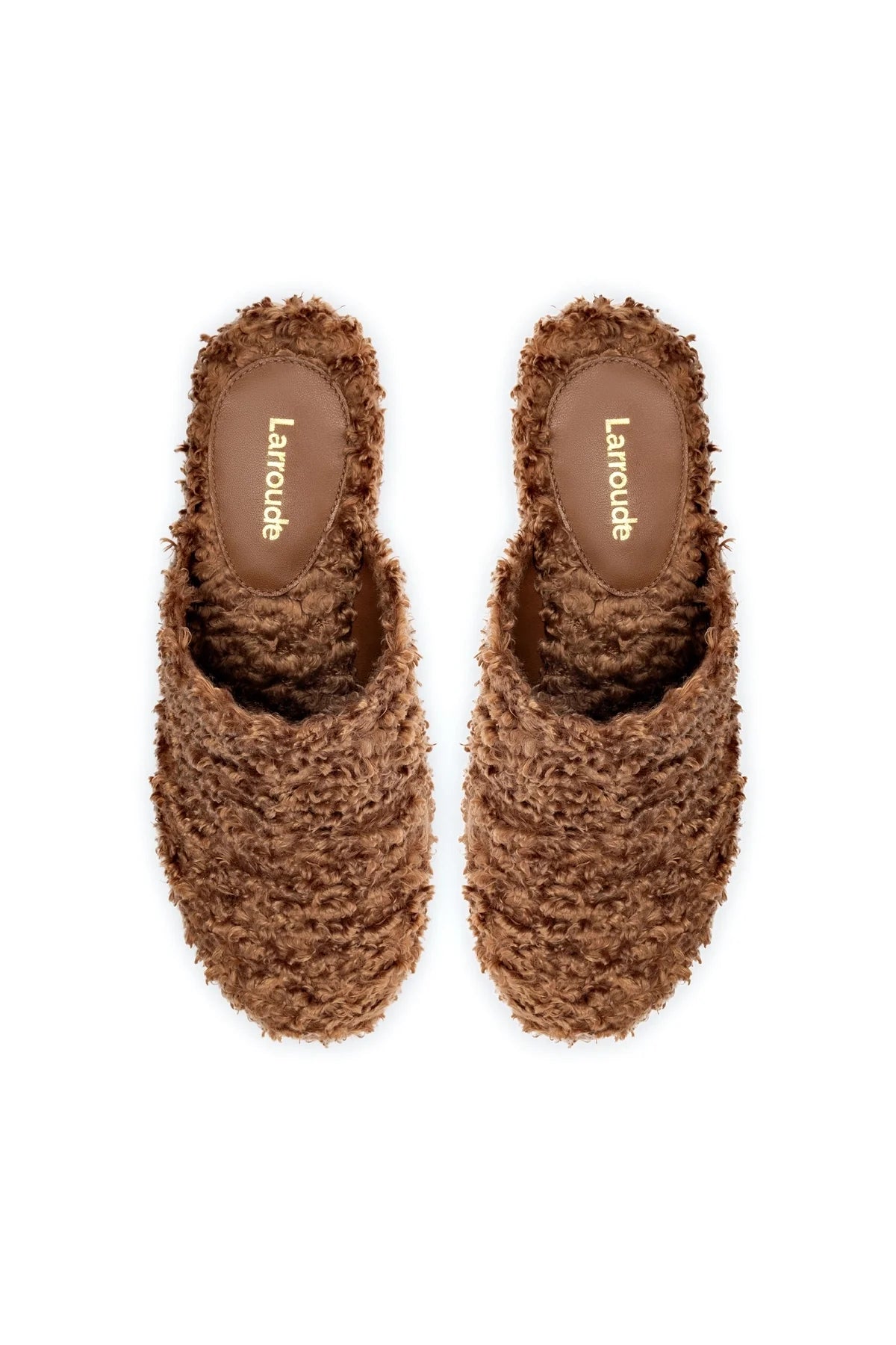 Larroude Miso Clog In Brown Shearling