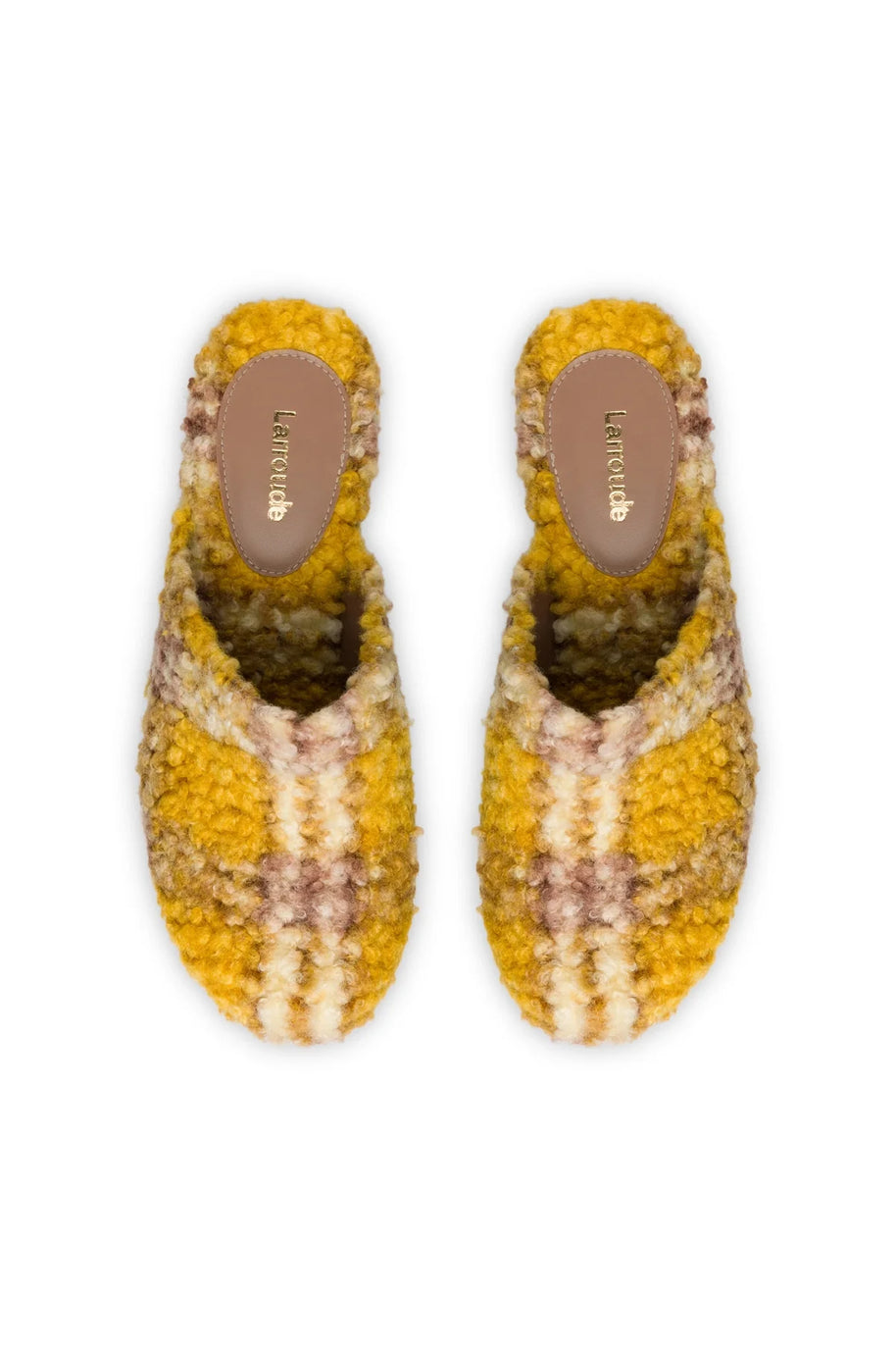 Larroude Miso Platform Clog In Dijon Plaid Shearling