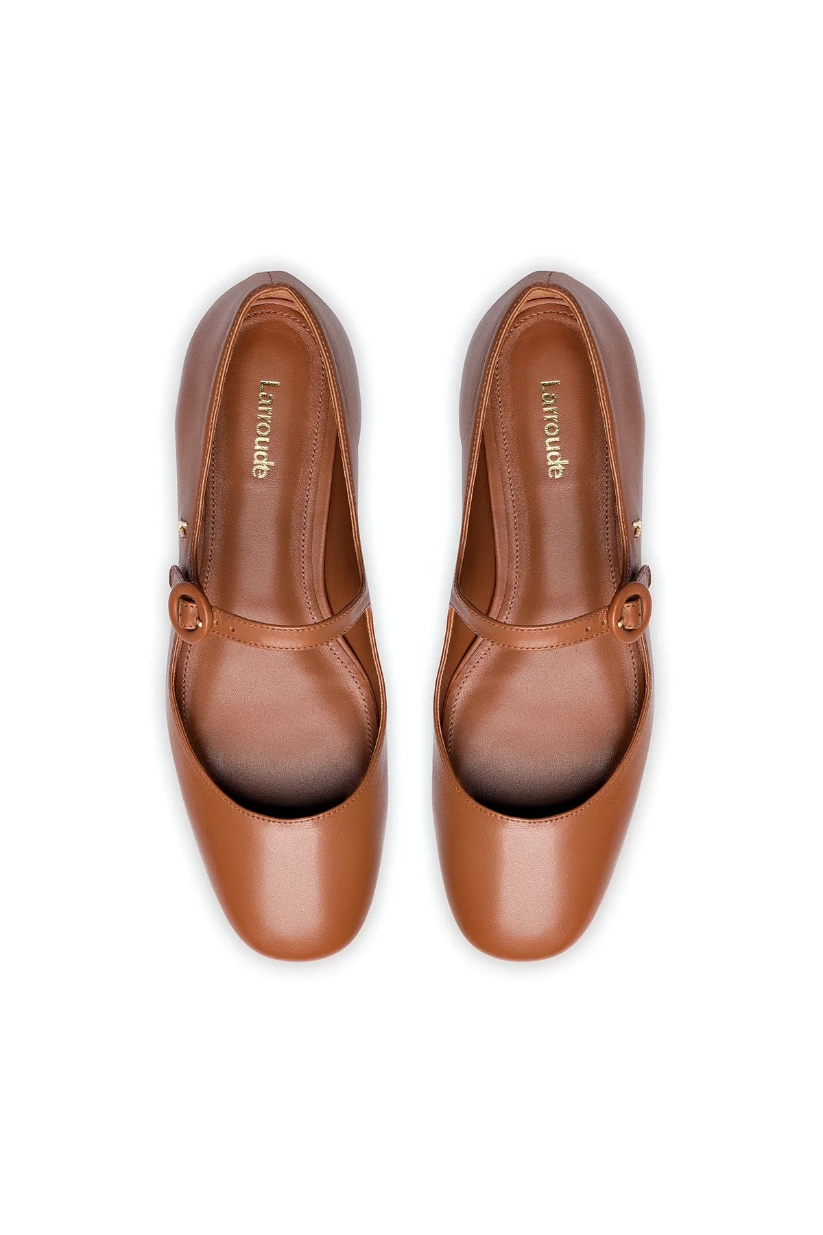 Larroude Blair Ballet Flat In Caramel Leather