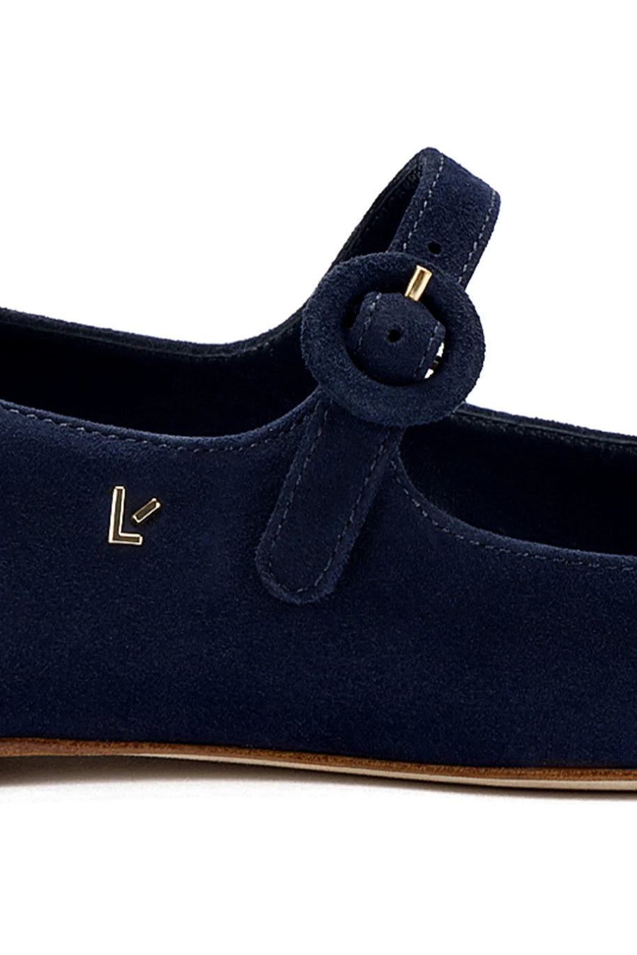 Larroude Blair Ballet Flat In Navy Suede
