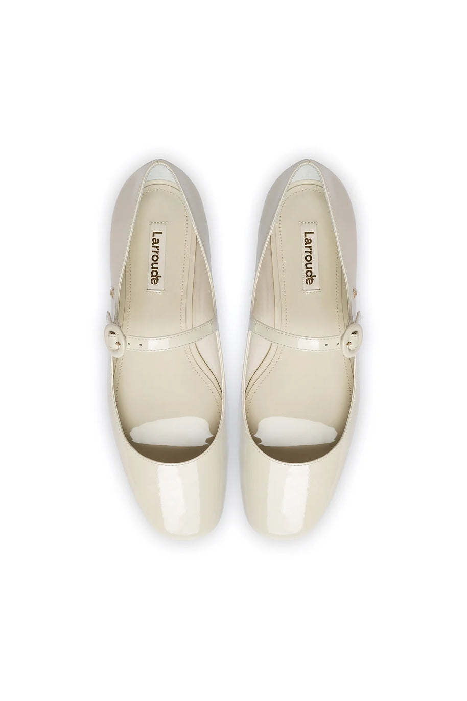 Larroude Blair Ballet Flat In Ivory Patent Leather