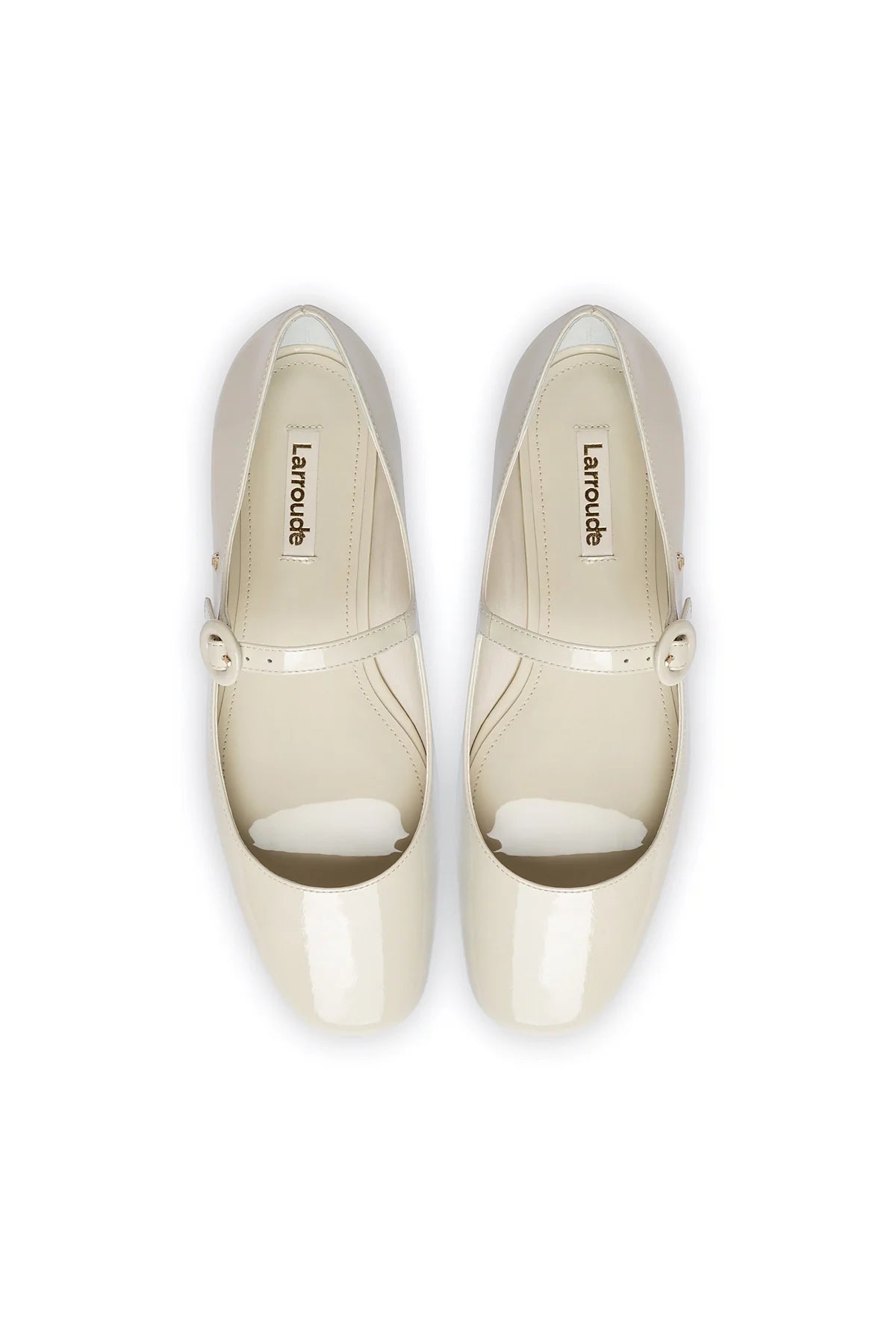 Larroude Blair Ballet Flat In Ivory Patent Leather