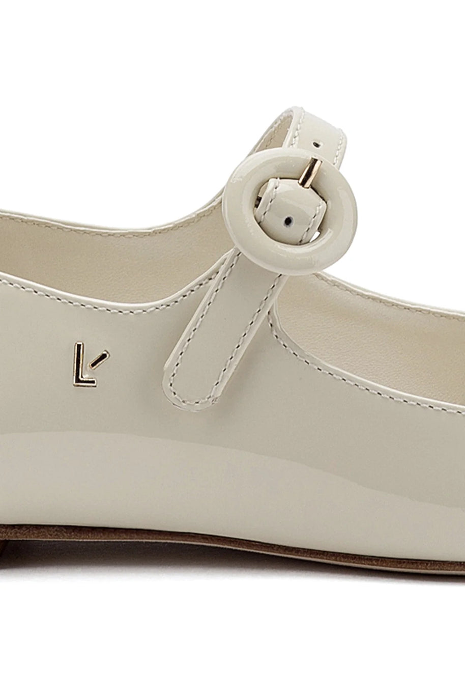 Larroude Blair Ballet Flat In Ivory Patent Leather