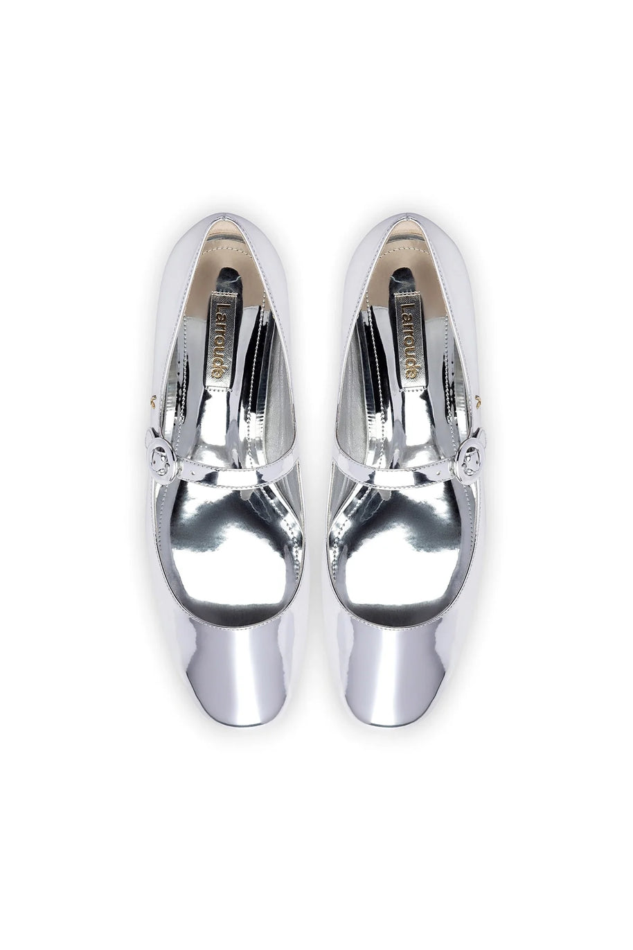 Larroude Blair Ballet Flat In Silver Specchio