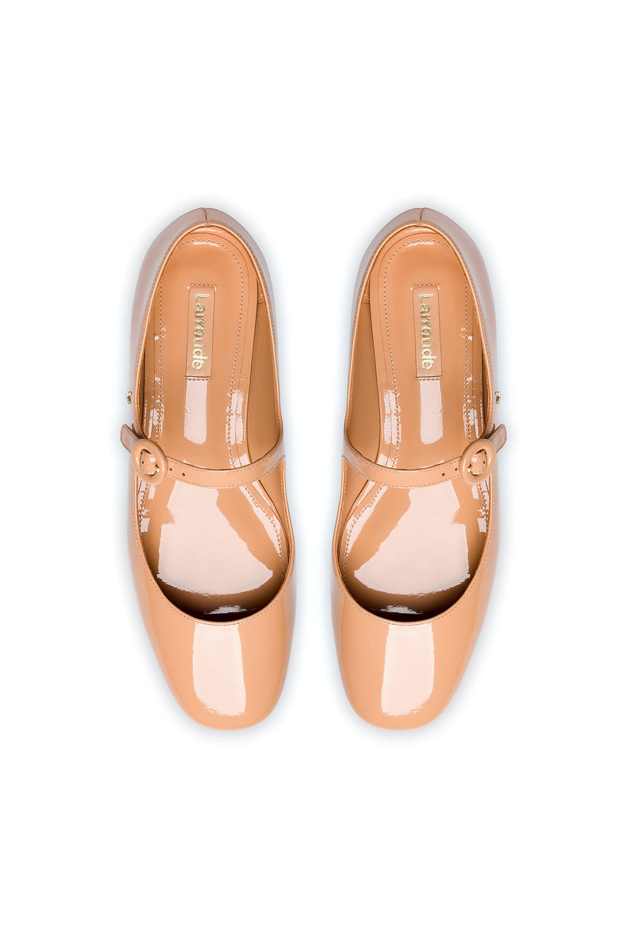 Larroude Blair Ballet Flat In Tan Patent Leather