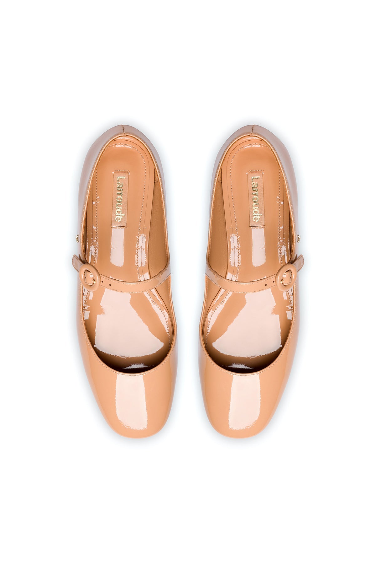 Larroude Blair Ballet Flat In Tan Patent Leather