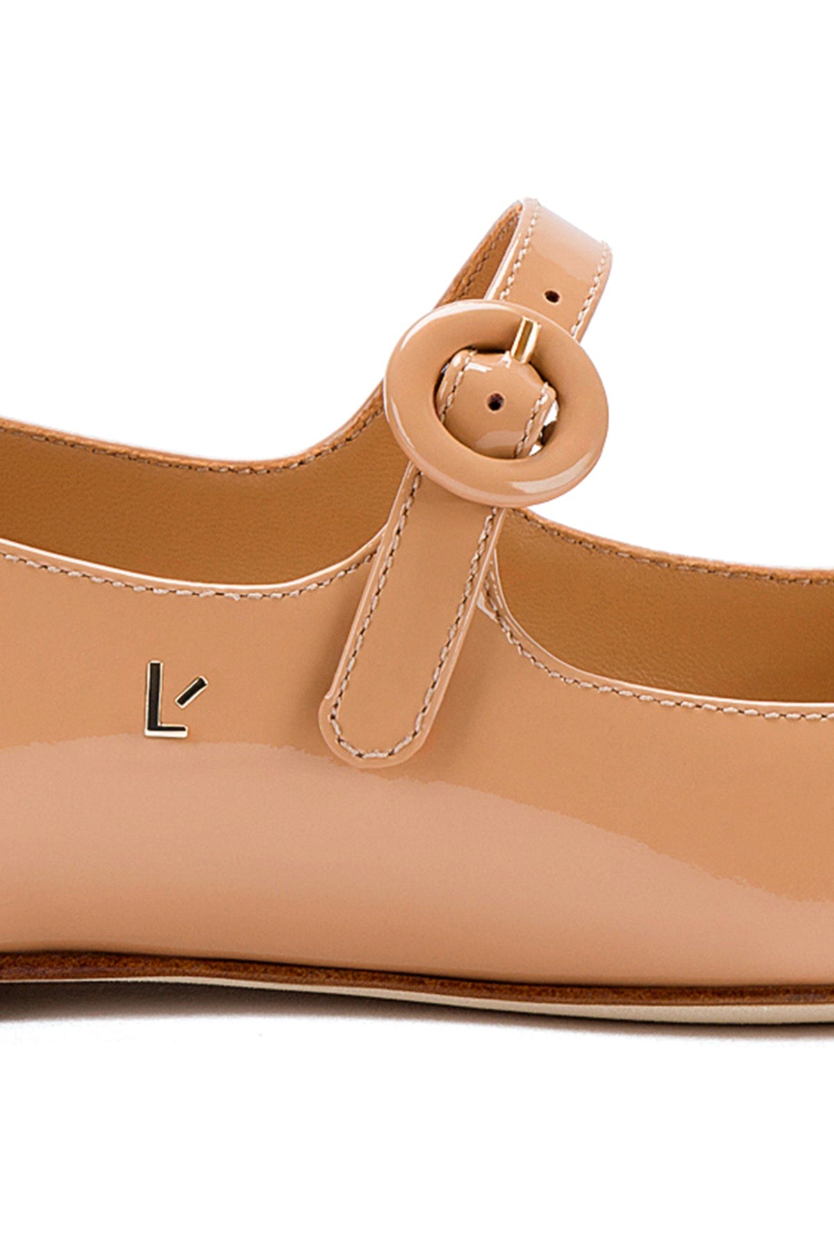 Larroude Blair Ballet Flat In Tan Patent Leather