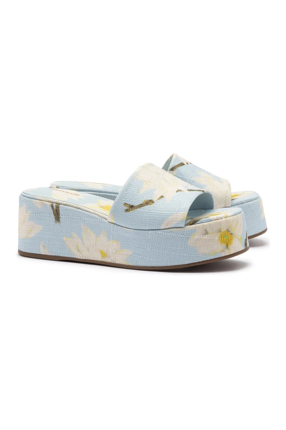 Larroude Alex Flatform Mule In Maya Printed Raffia