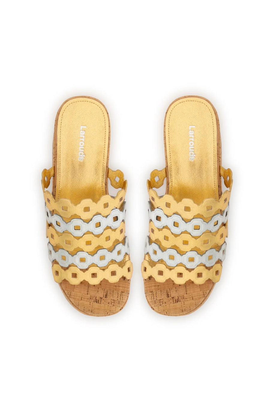Larroude Charli Mule In Gold And Silver Metallic Leather