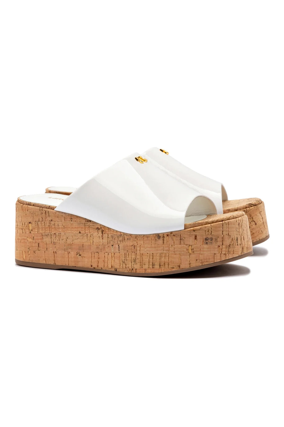Larroude Charli Mule In White Patent Leather