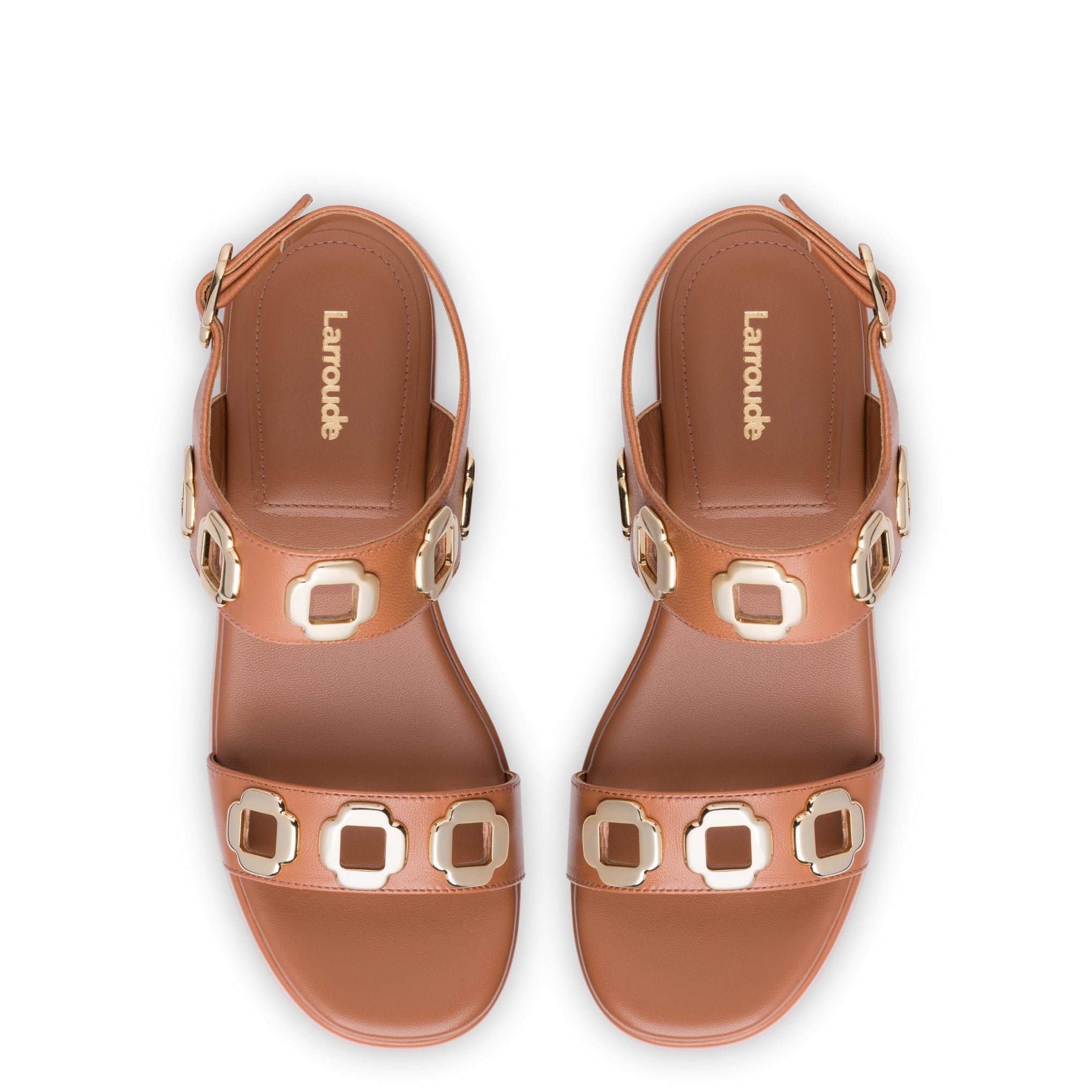 Larroude Milan Flatform Sandal In Caramel Leather