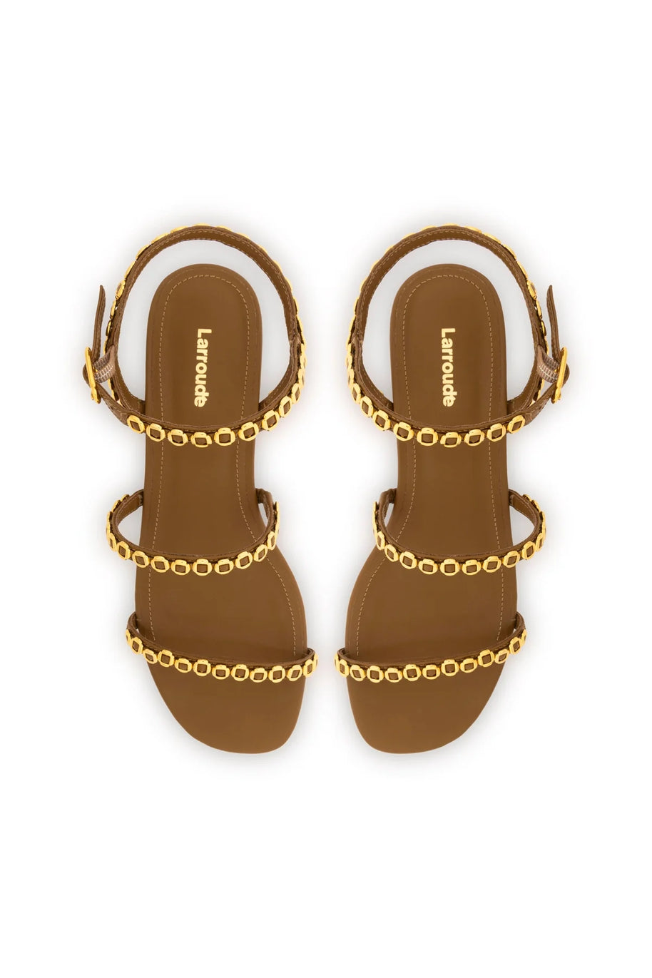 Larroude Milanina Flat Sandal In Russet Leather