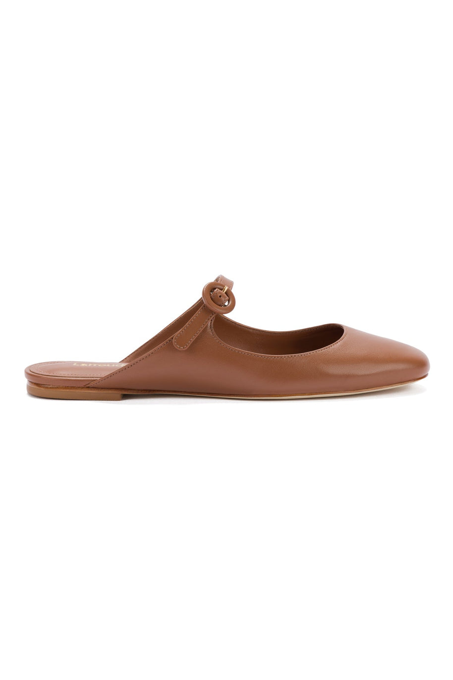 Larroude Blair Flat Mule In Caramel Leather