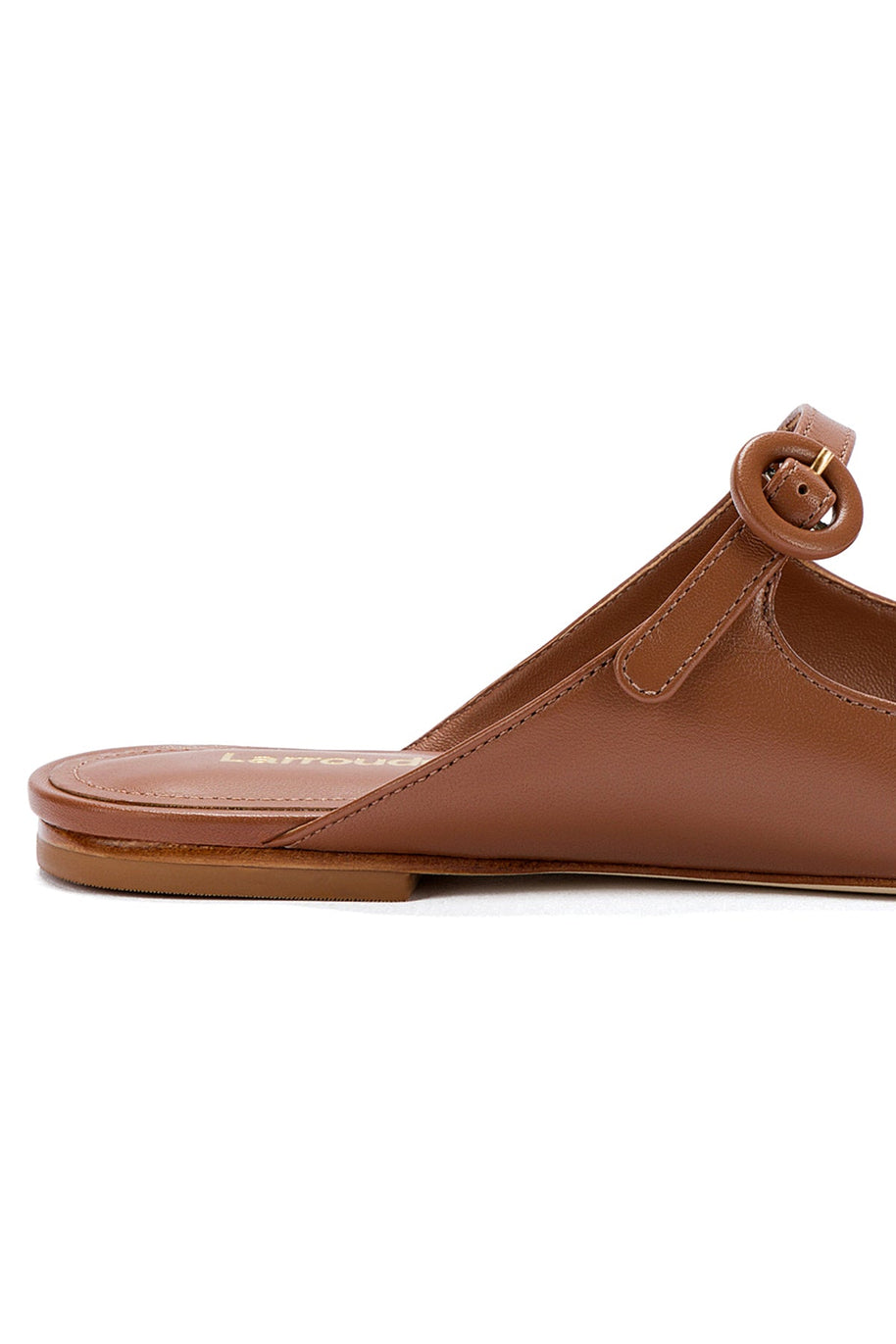 Larroude Blair Flat Mule In Caramel Leather
