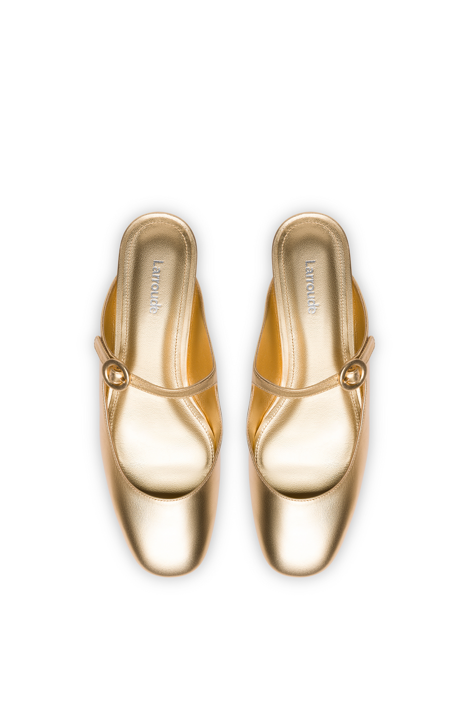 Larroude Blair Flat Mule In Gold Metallic Leather