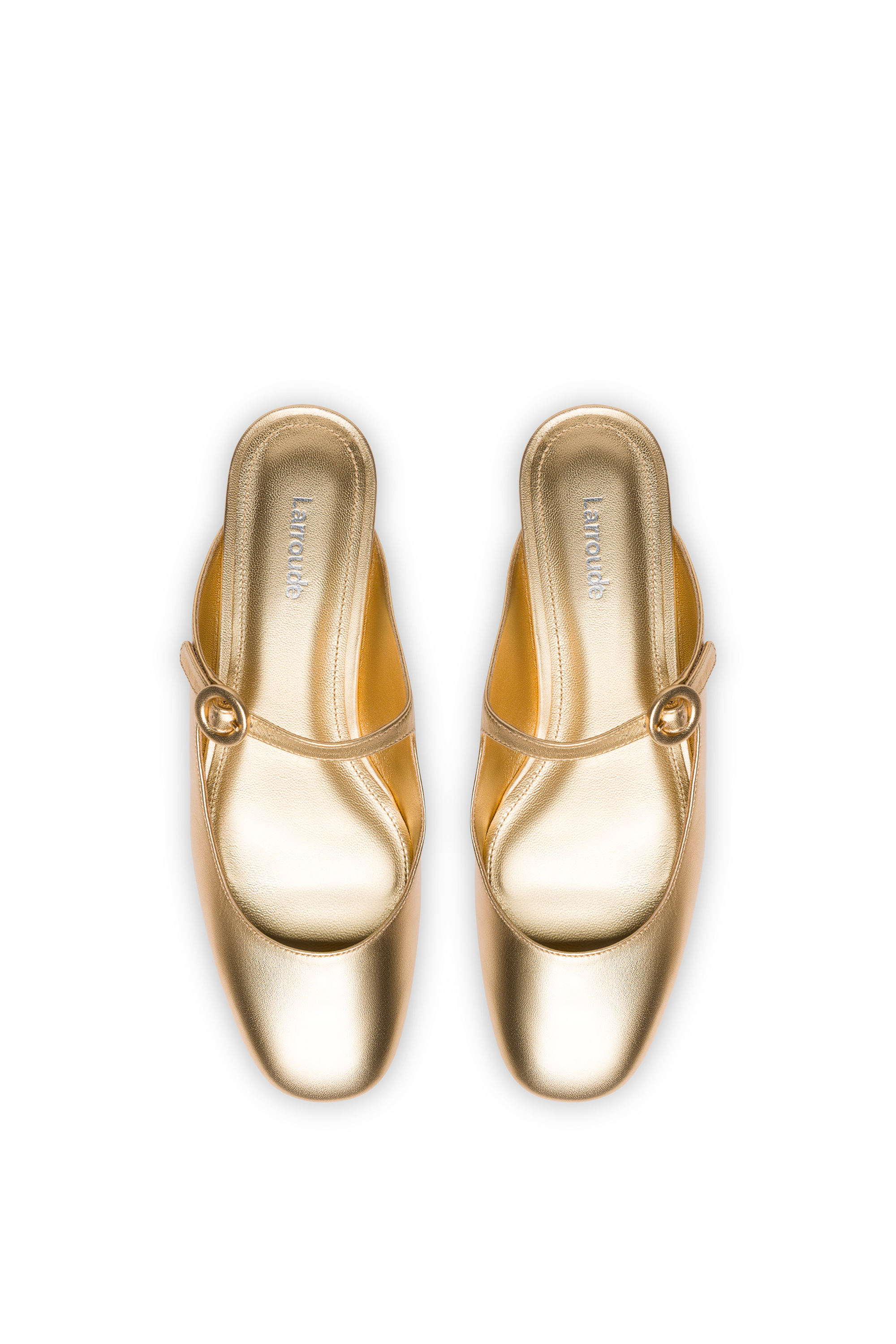Larroude Blair Flat Mule In Gold Metallic Leather