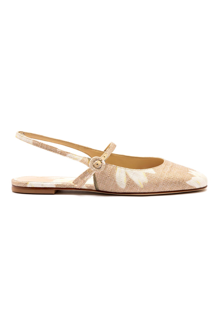Larroude Georgina Ballet Flat In Beige Printed Raffia