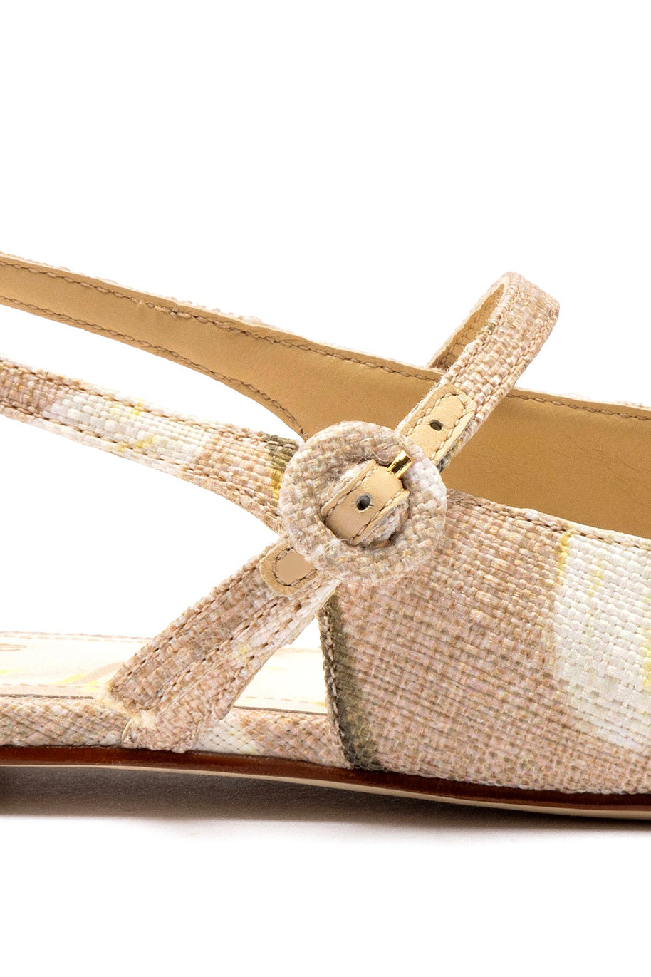 Larroude Georgina Ballet Flat In Beige Printed Raffia