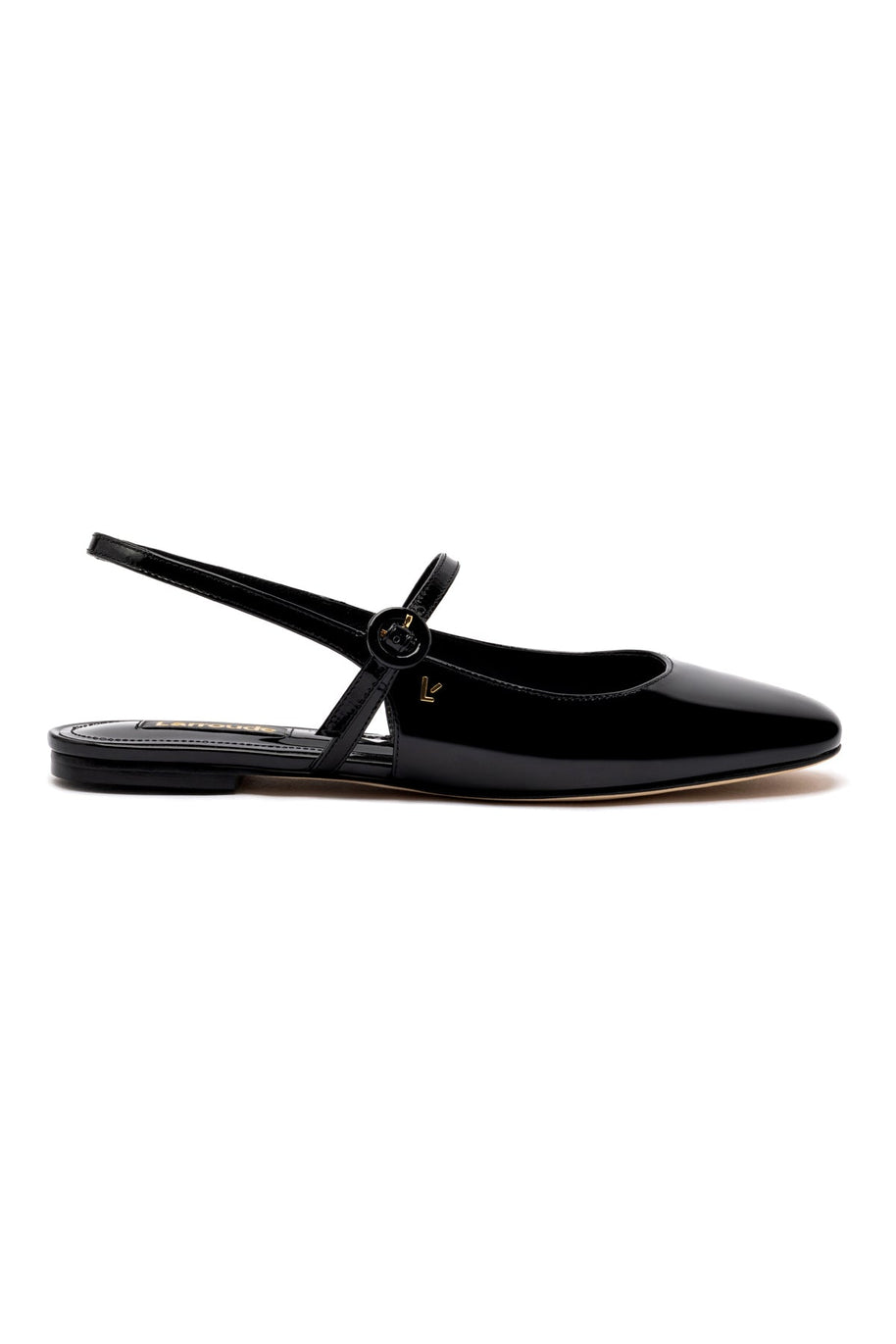 Larroude Georgina Ballet Flat In Black Patent Leather