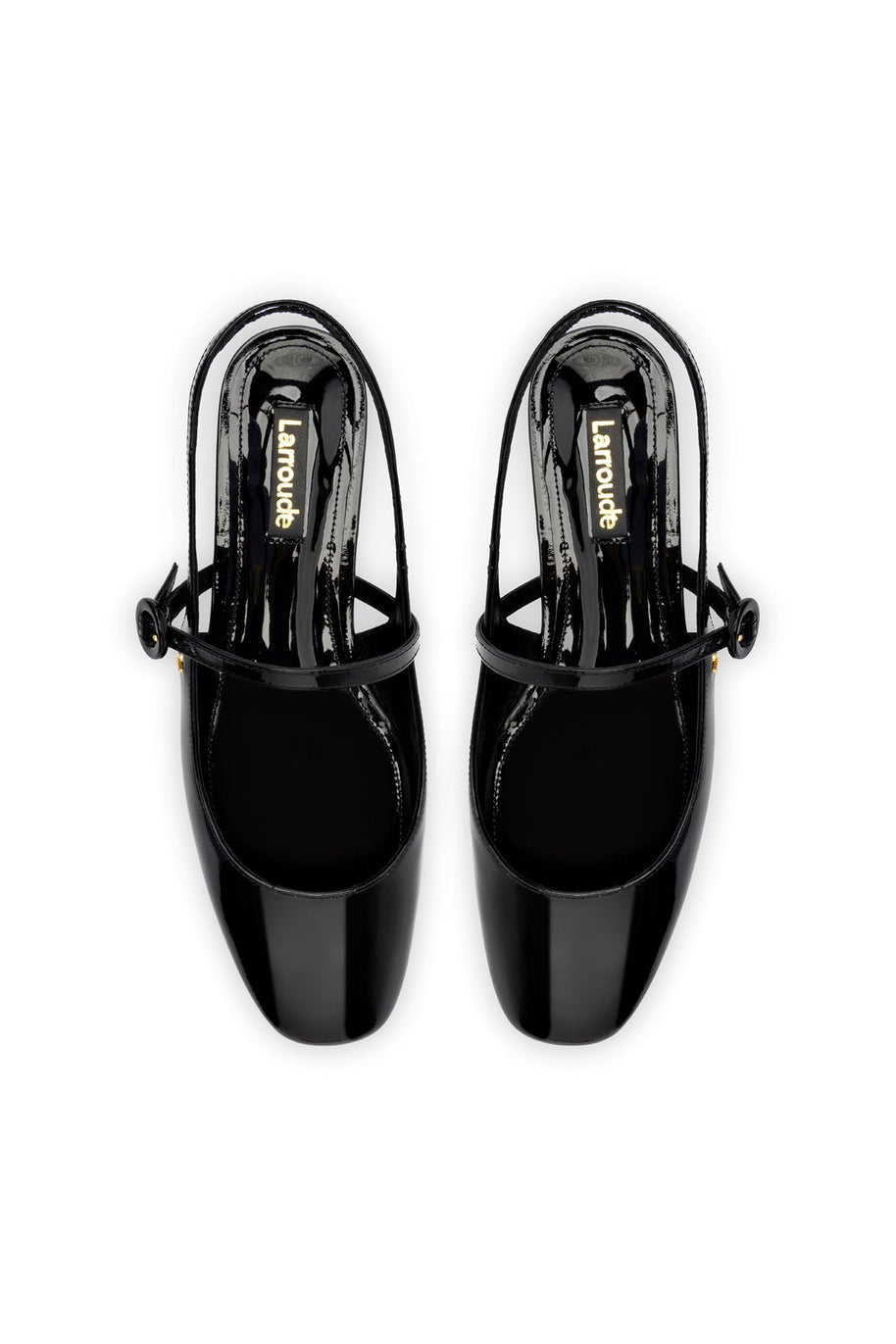 Larroude Georgina Ballet Flat In Black Patent Leather
