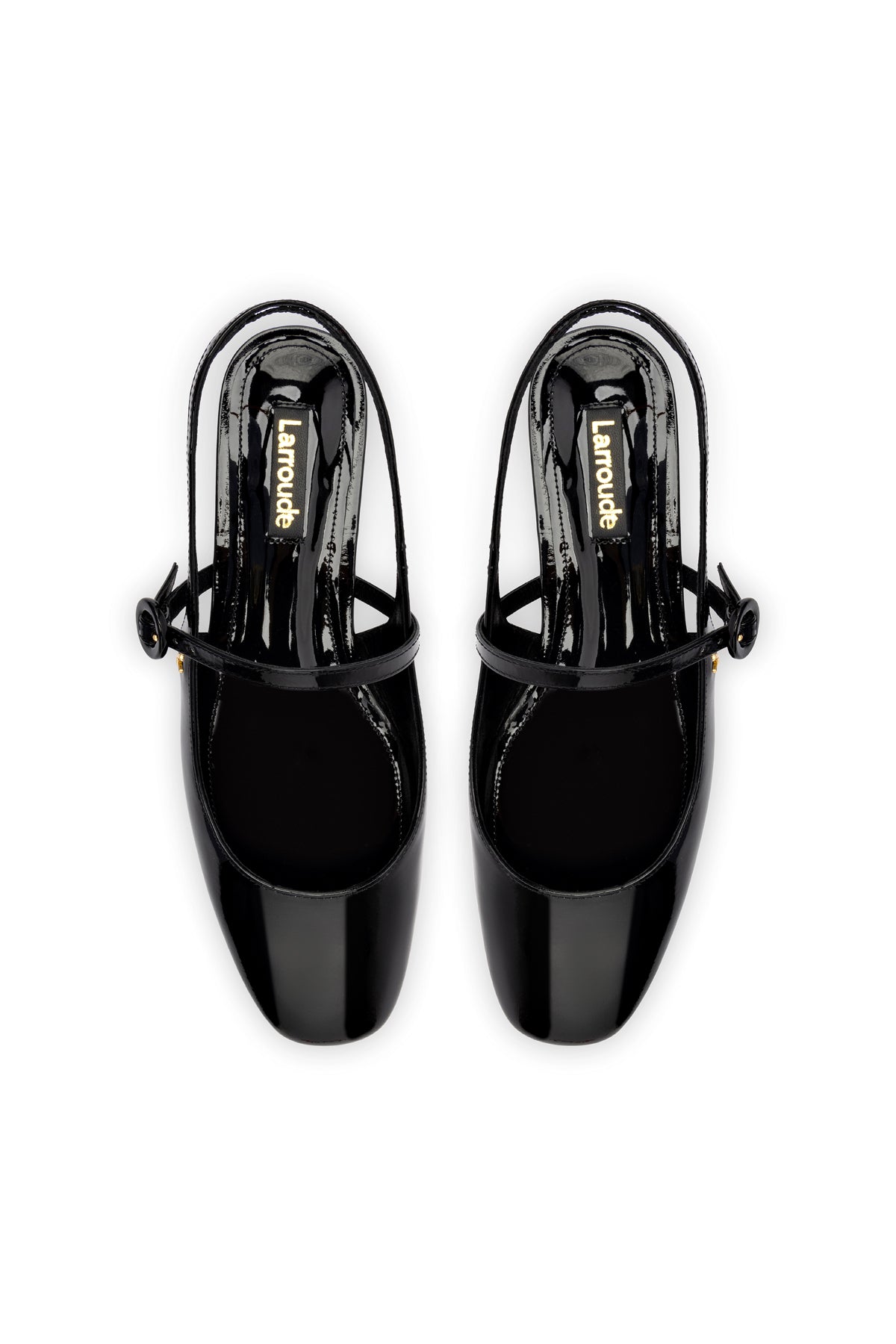 Larroude Georgina Ballet Flat In Black Patent Leather