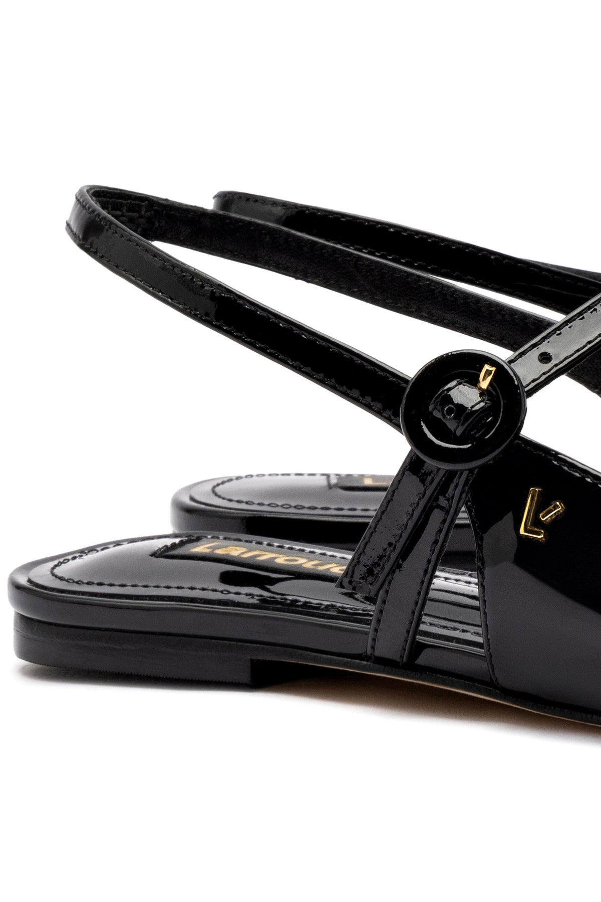 Larroude Georgina Ballet Flat In Black Patent Leather