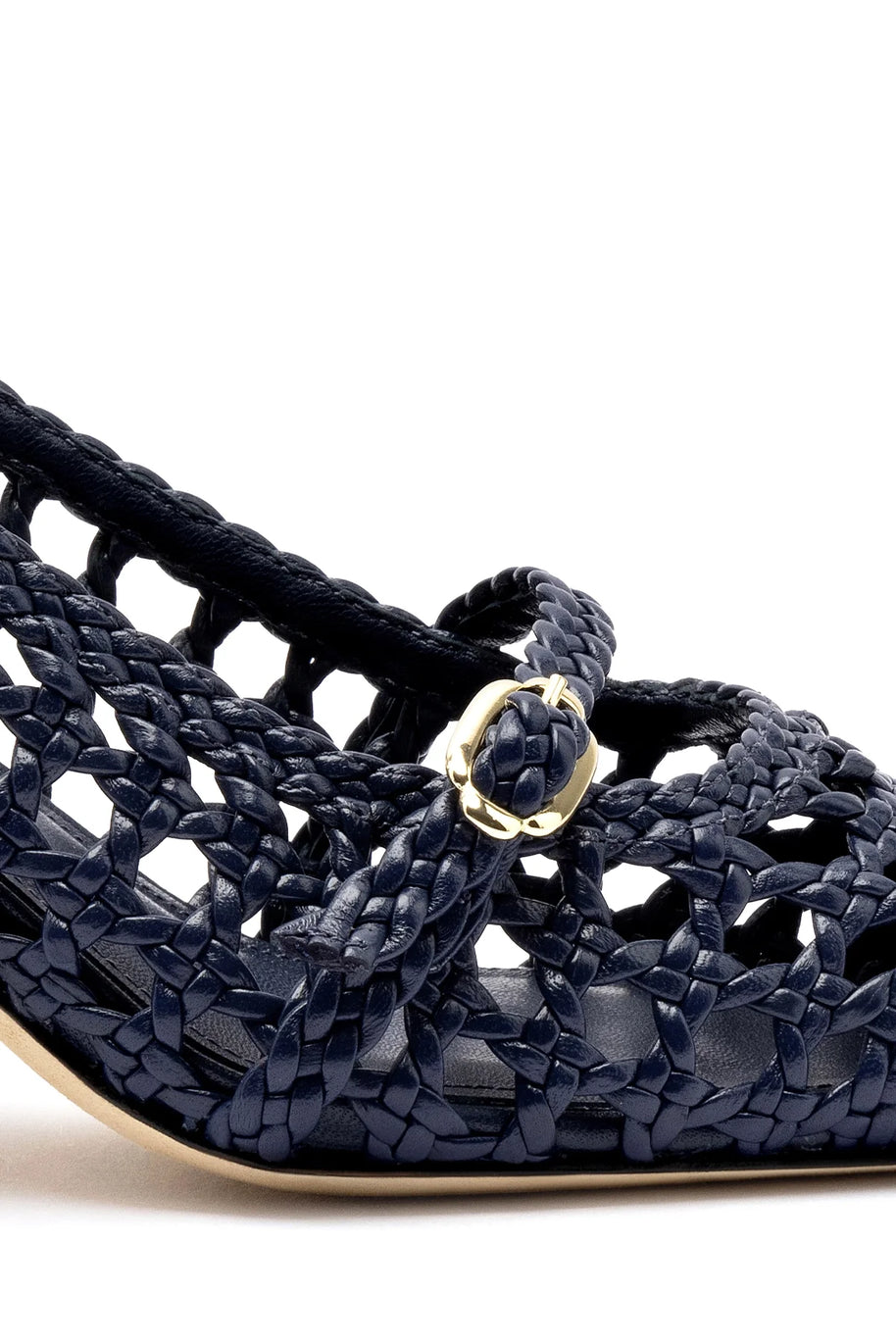 Ines Macrame Pump In Navy Leather