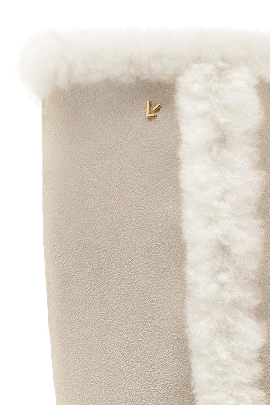 Larroude Cindy Hi Faux Fur Boot In Grey Mushroom Suede and Natural Shearling