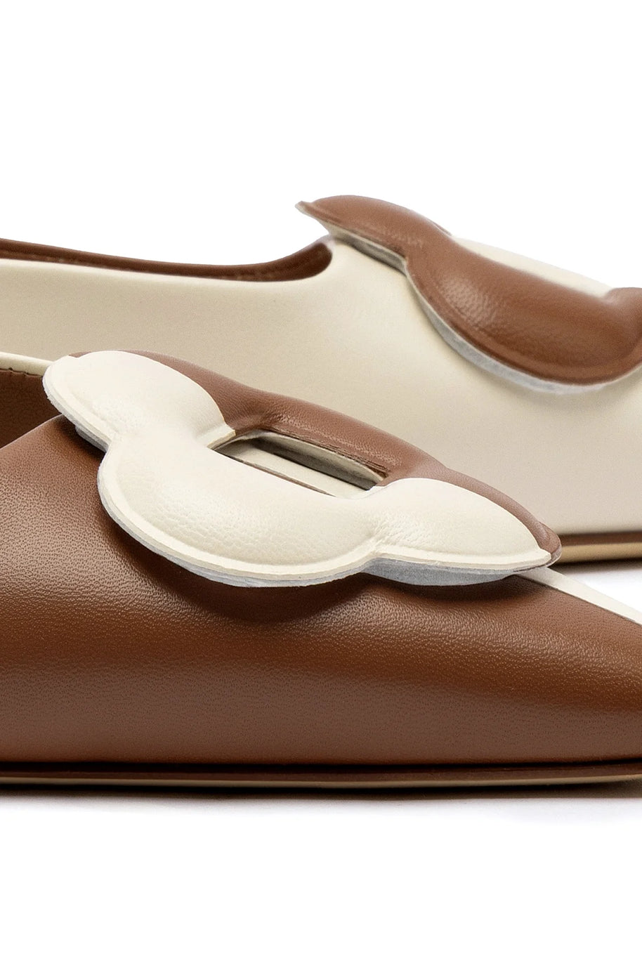 Larroude Flora Pump In Caramel and Ivory Leather