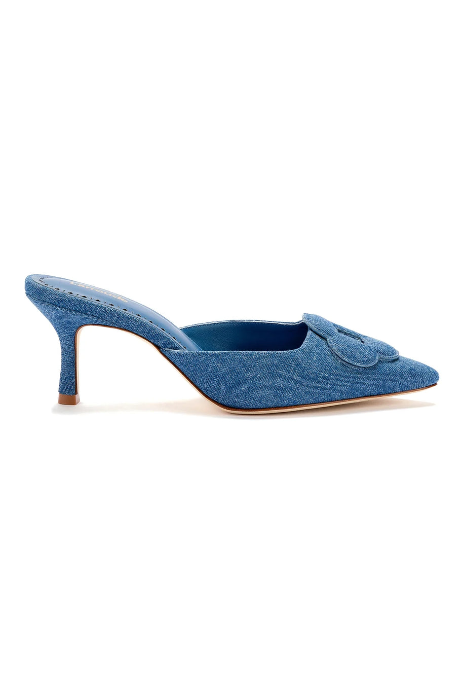 Larroude Flora Pump In Blue Stoned Denim