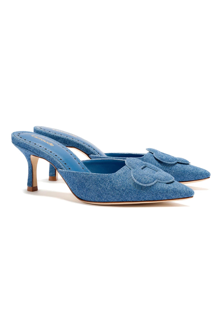 Larroude Flora Pump In Blue Stoned Denim