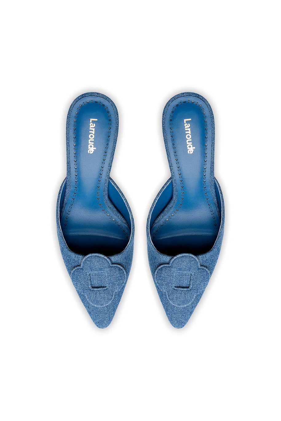Larroude Flora Pump In Blue Stoned Denim