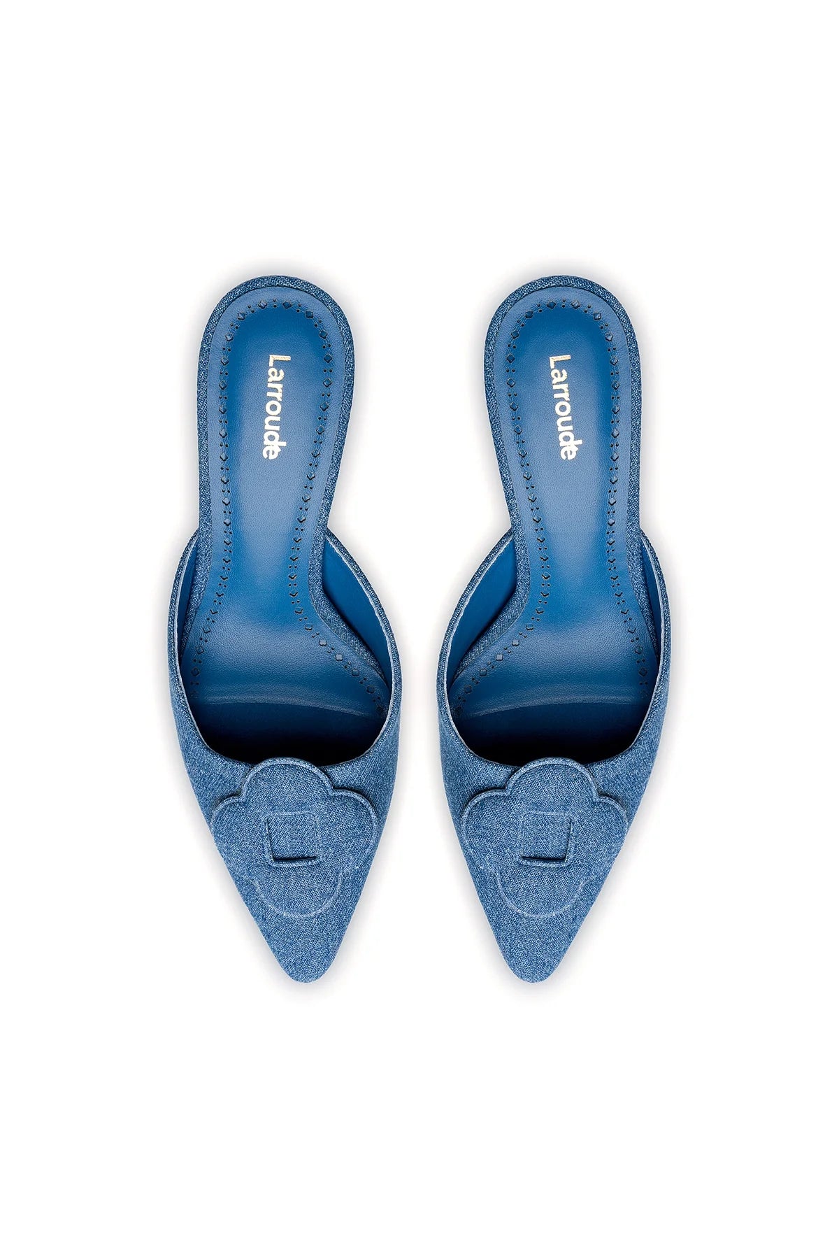 Larroude Flora Pump In Blue Stoned Denim