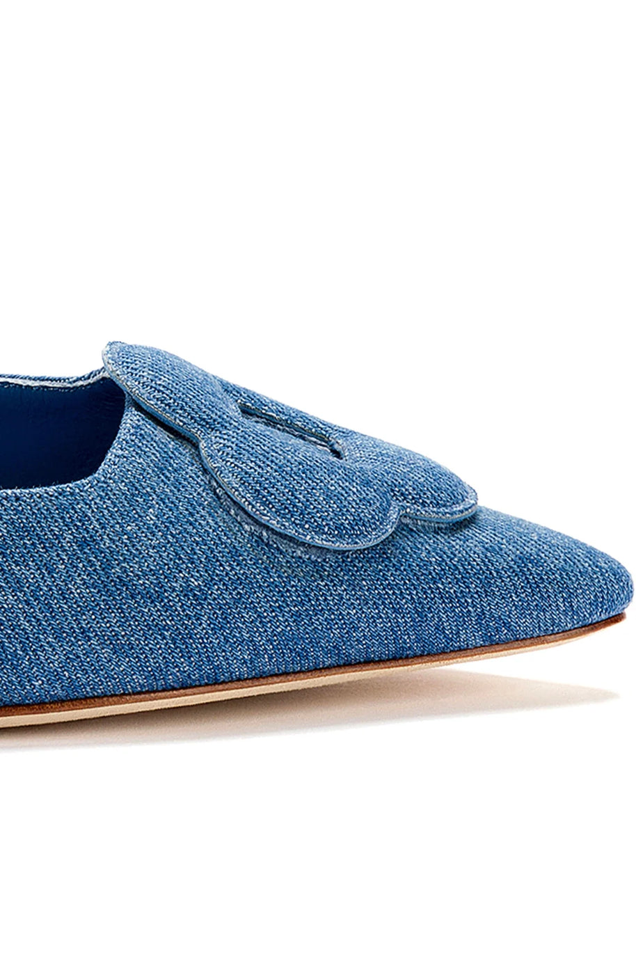 Larroude Flora Pump In Blue Stoned Denim