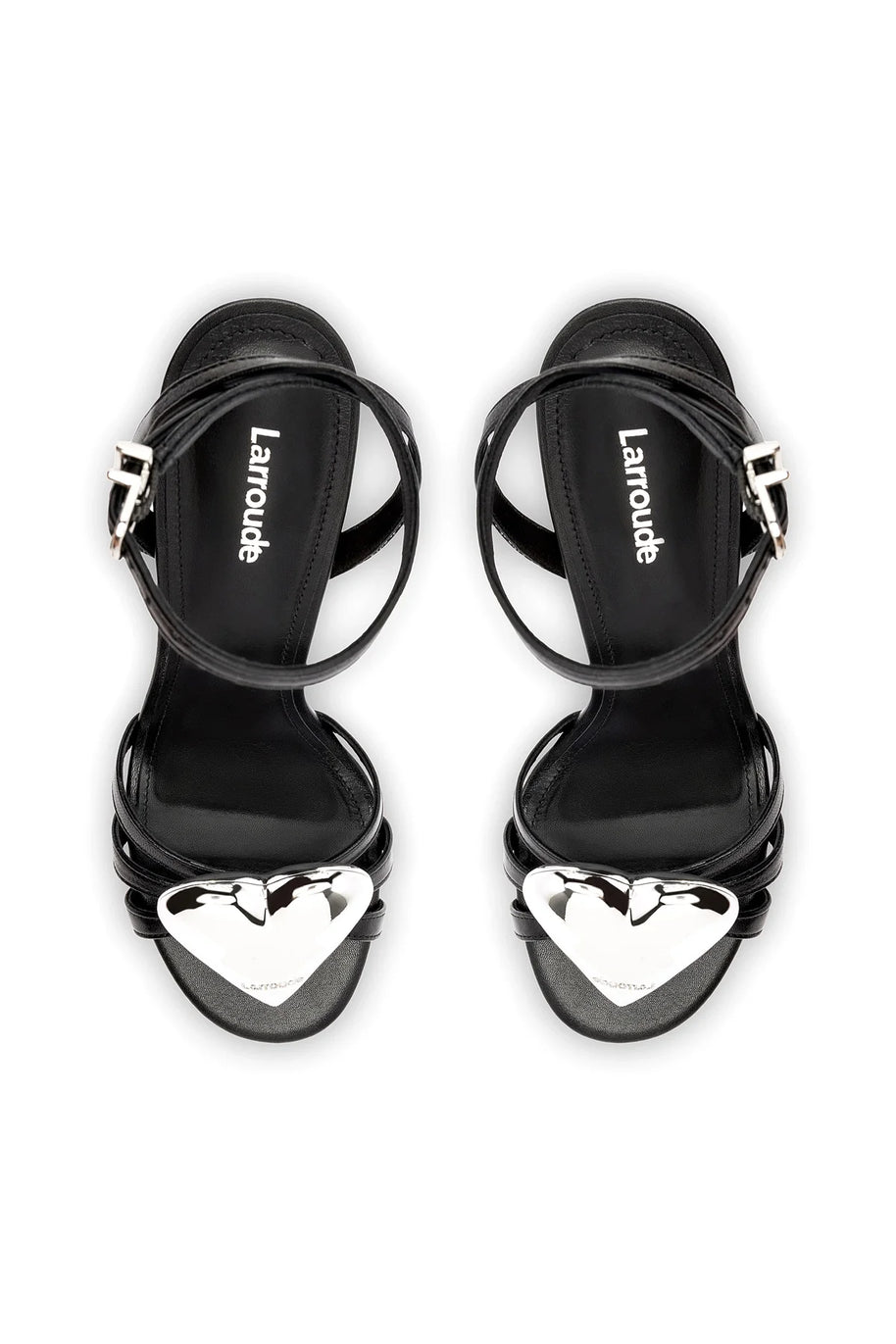 Larroude Amore Sandal in Black Leather