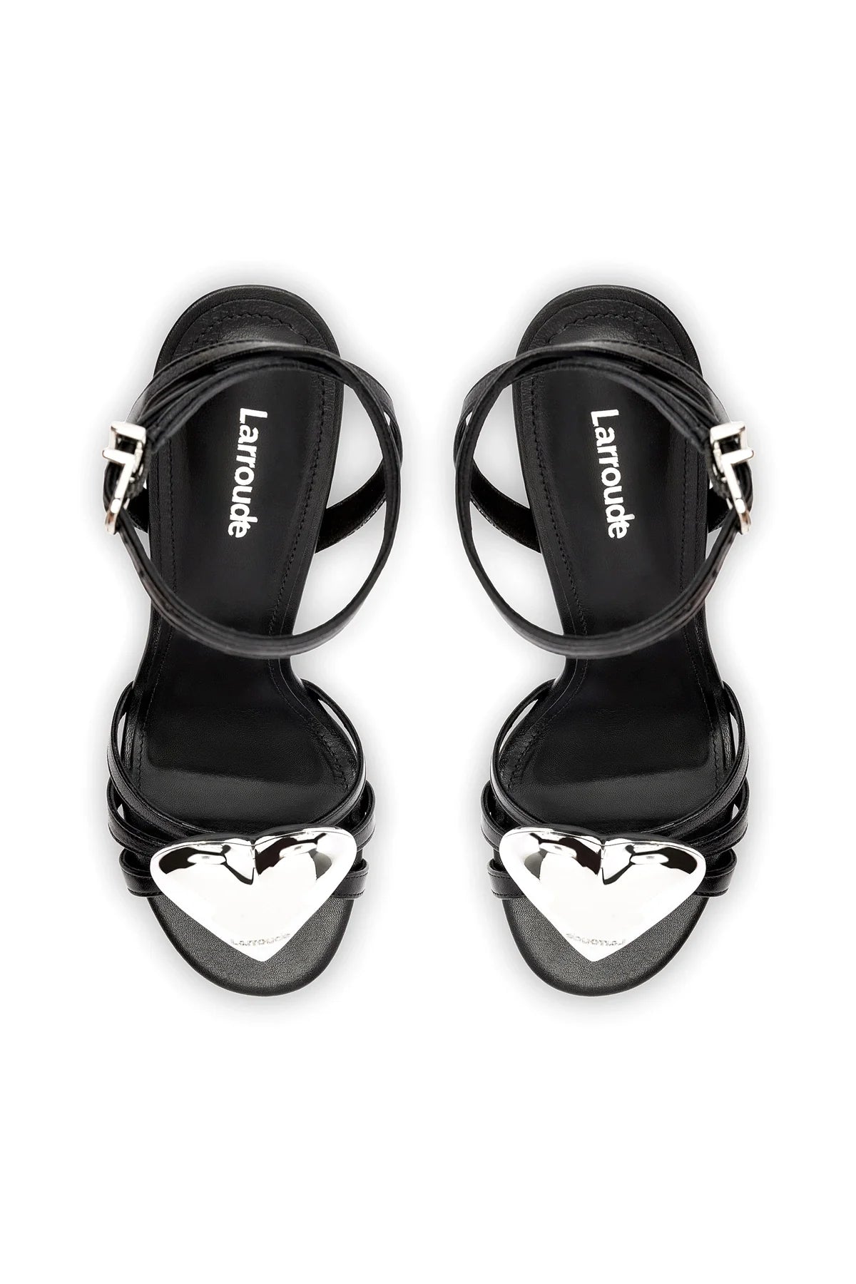 Larroude Amore Sandal in Black Leather