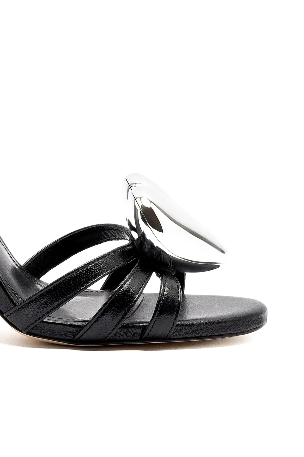 Larroude Amore Sandal in Black Leather