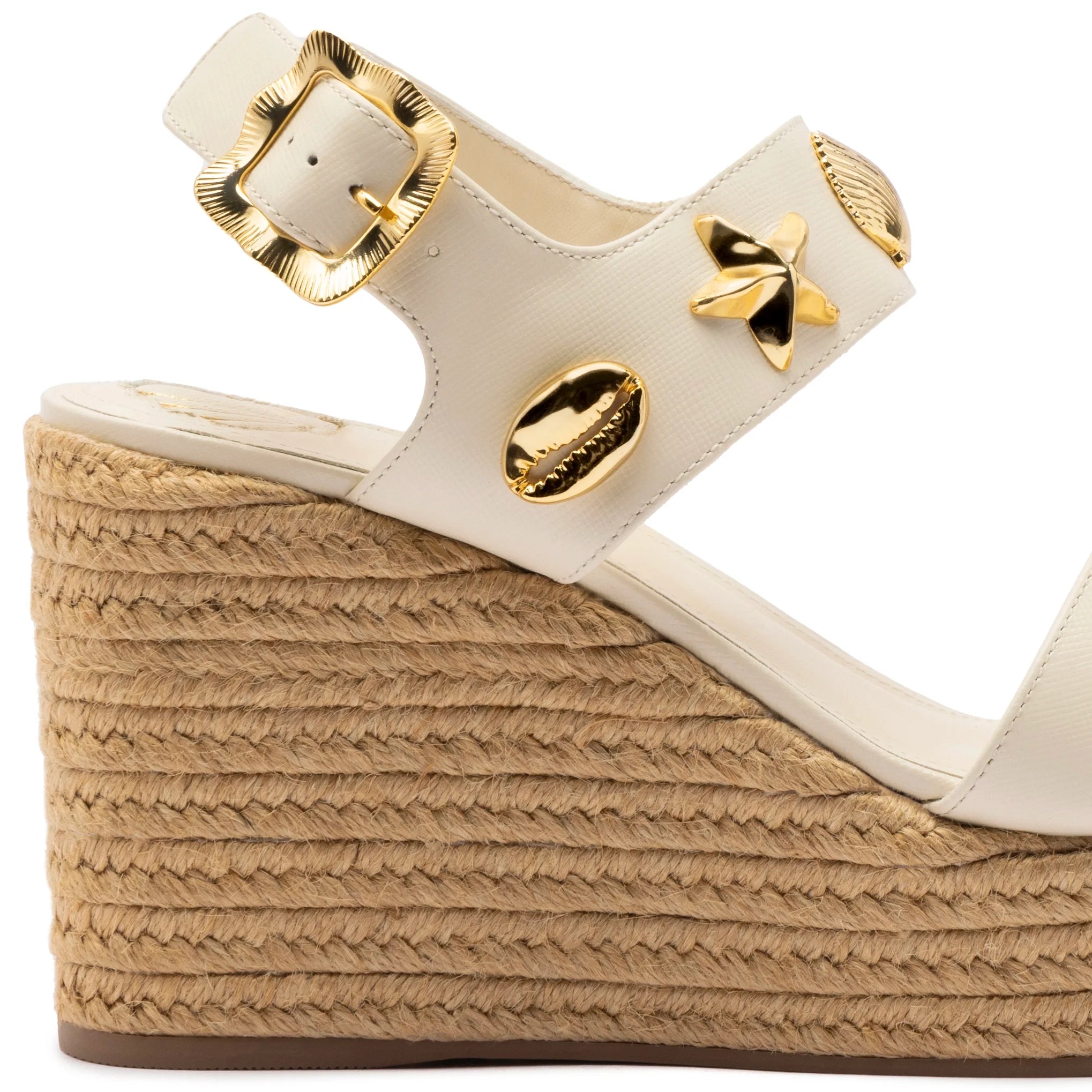 Madison Hi Espadrille In Ivory Saffiano