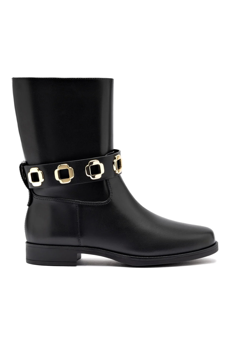 Larroude Milan Flat Bootie In Black Water Resistant Leather