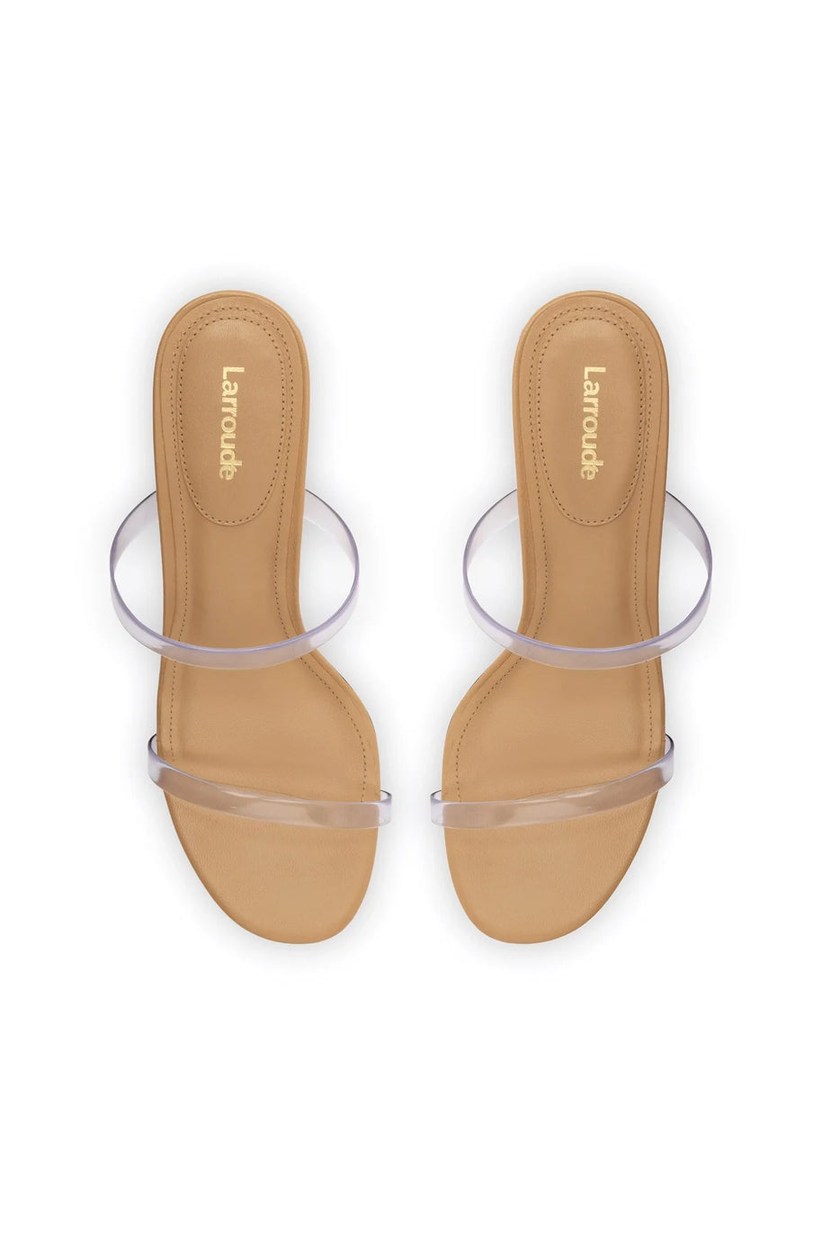 Larroude Dew Drop Mule In Tan Leather and Vinyl