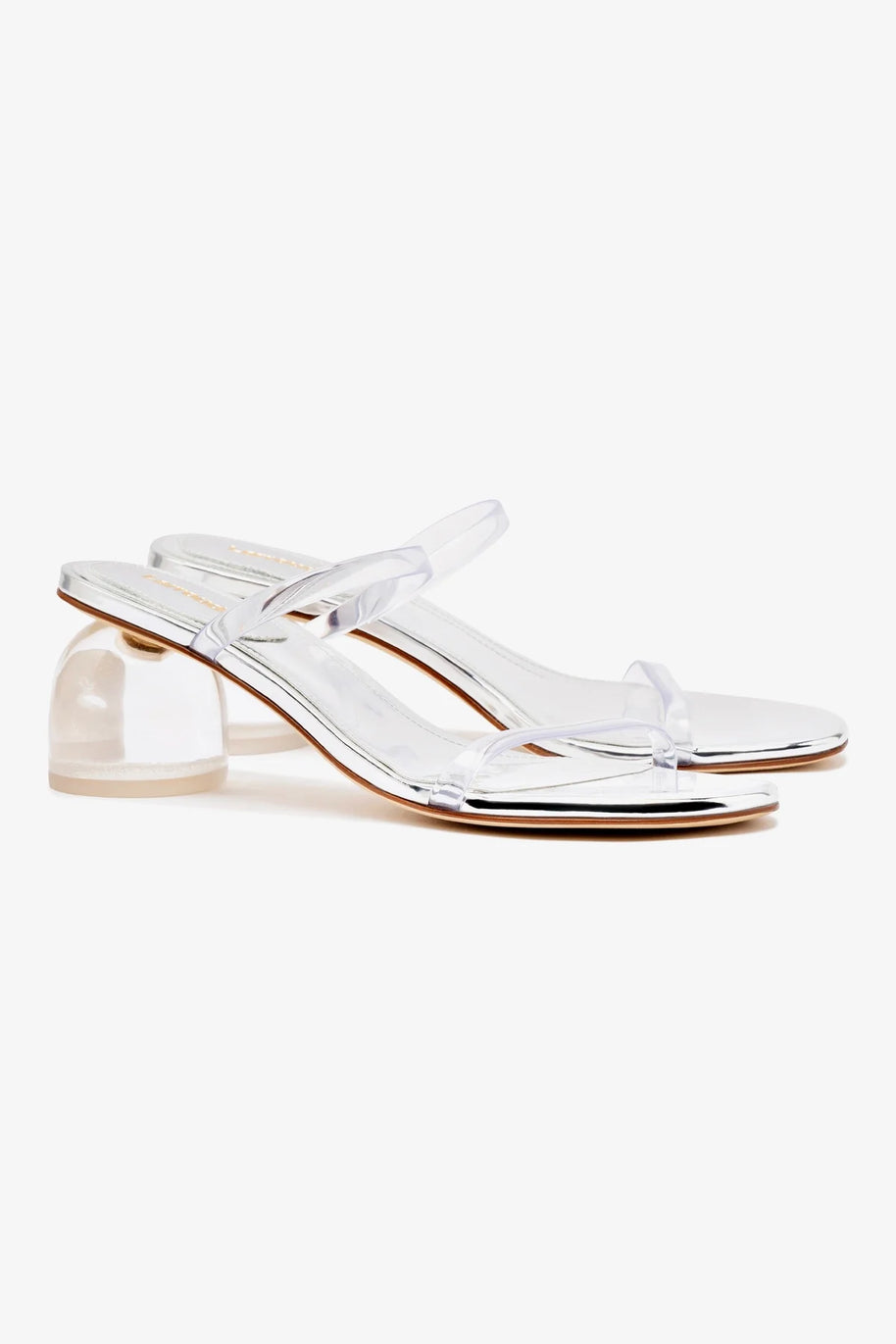 Larroude Dew Drop Mule In Silver Specchio And Vinyl