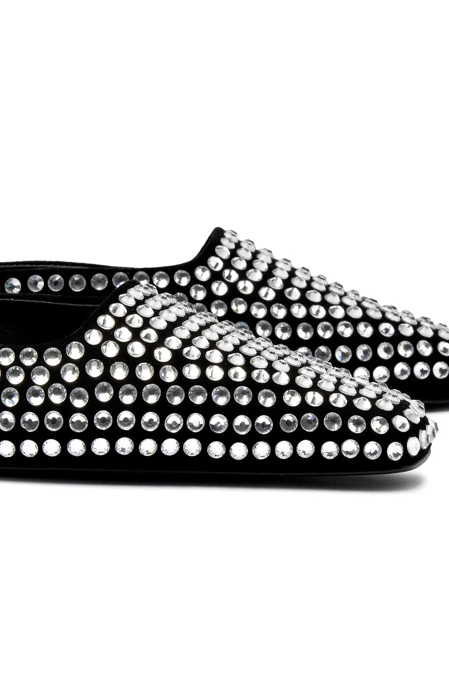 Larroude Amal Crystal Mule In Black Suede