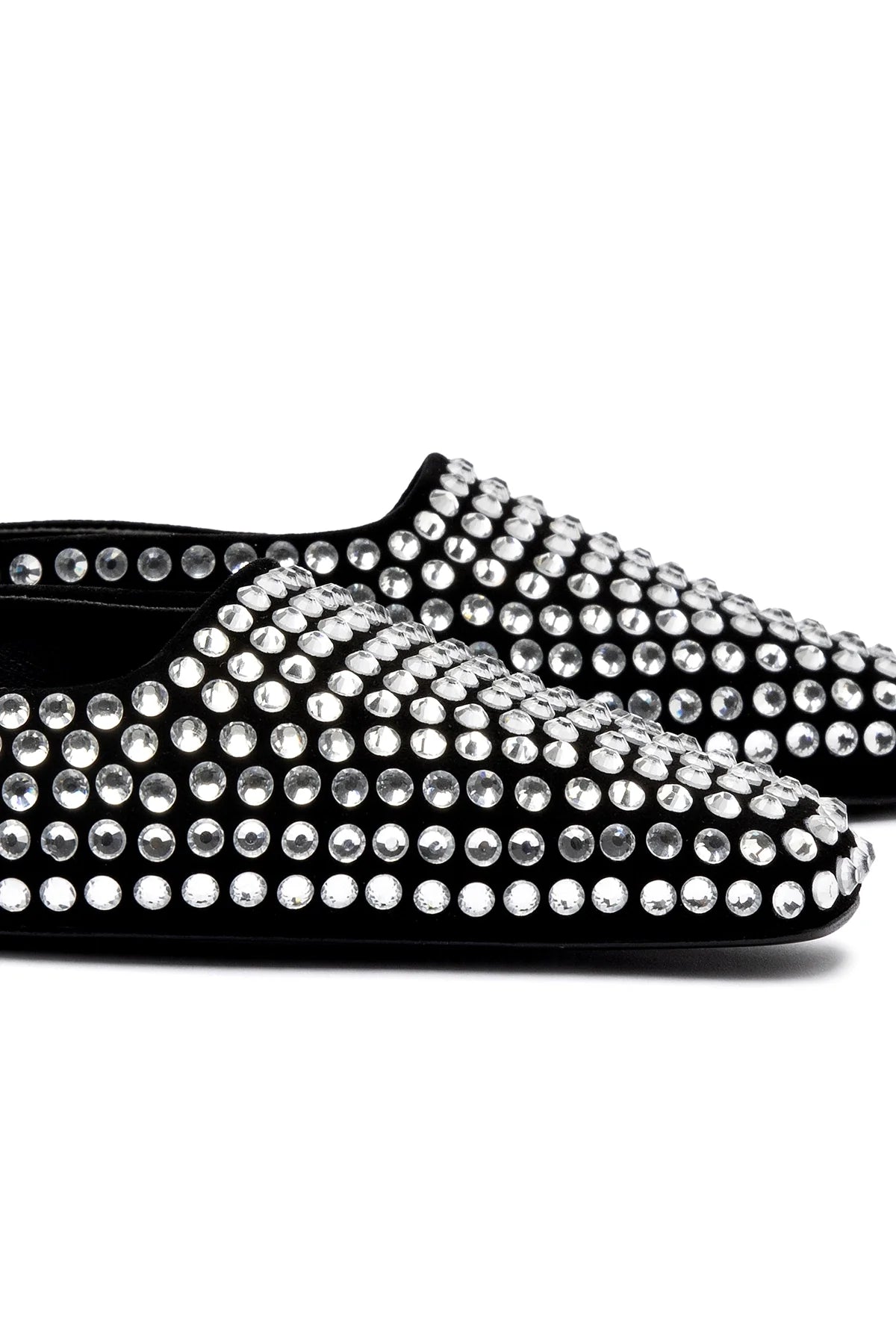 Larroude Amal Crystal Mule In Black Suede