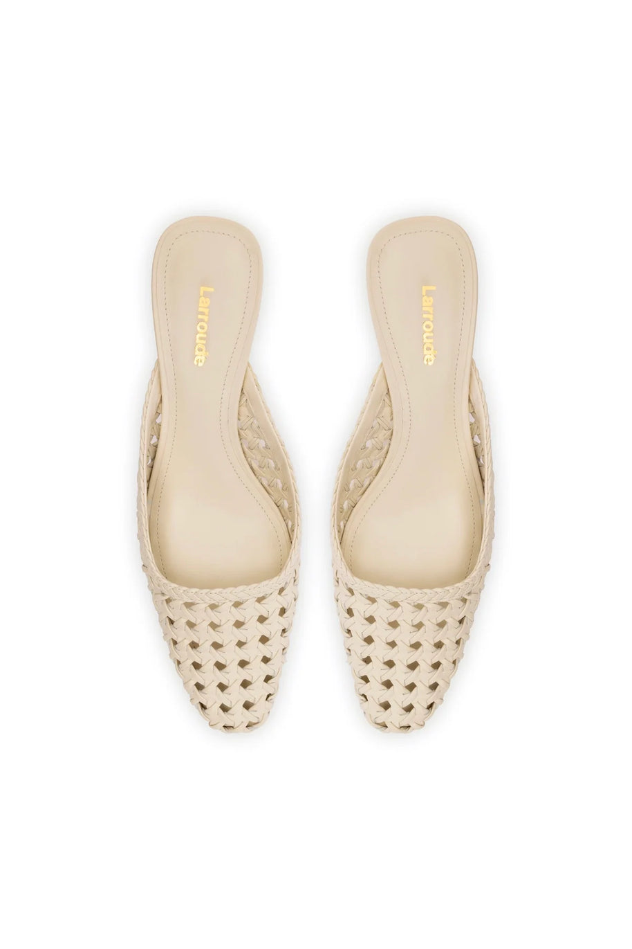 Larroude Amal Macrame Mule In Ivory Leather